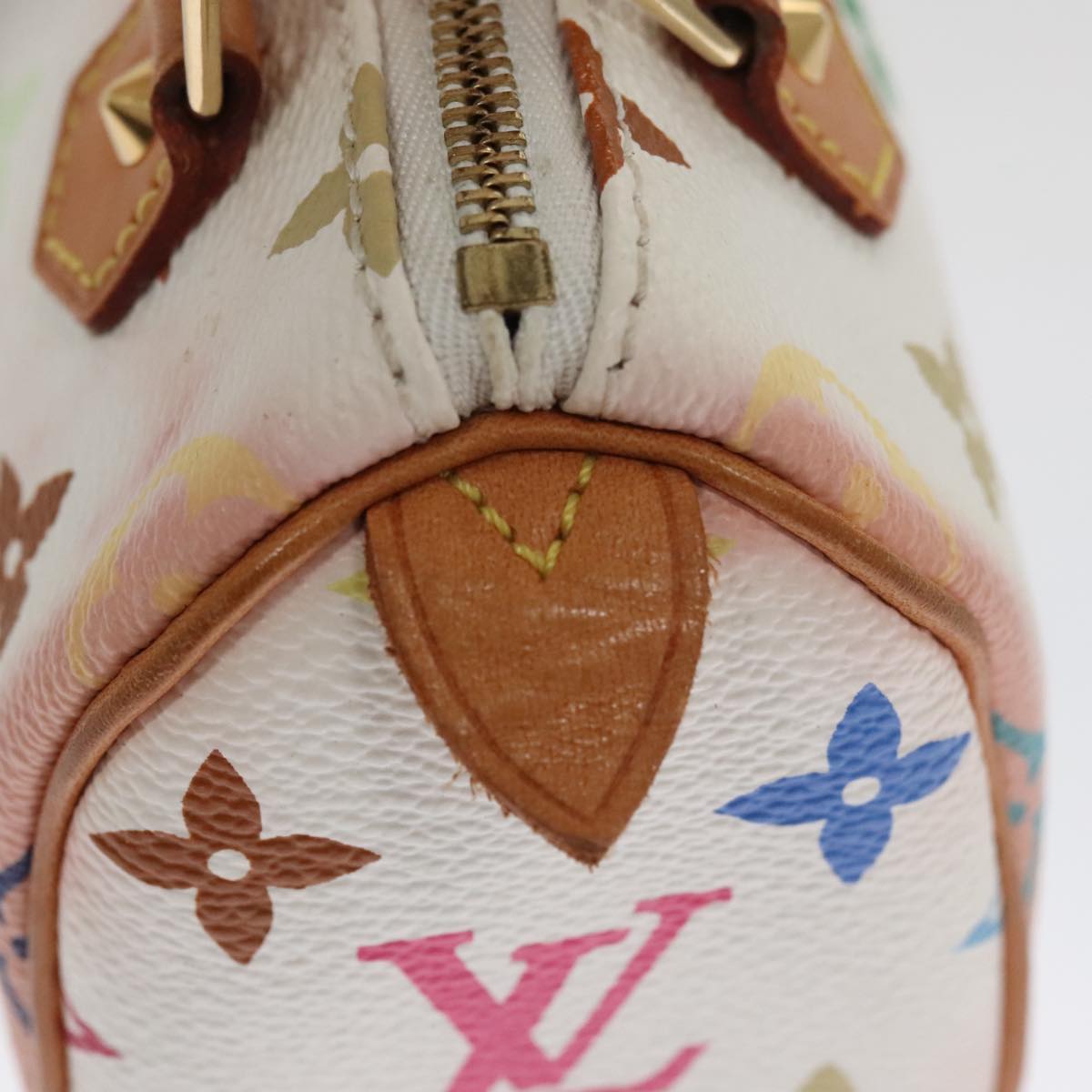 LOUIS VUITTON Monogram Multicolor Mini Speedy Hand Bag White M92645 Auth 101826V