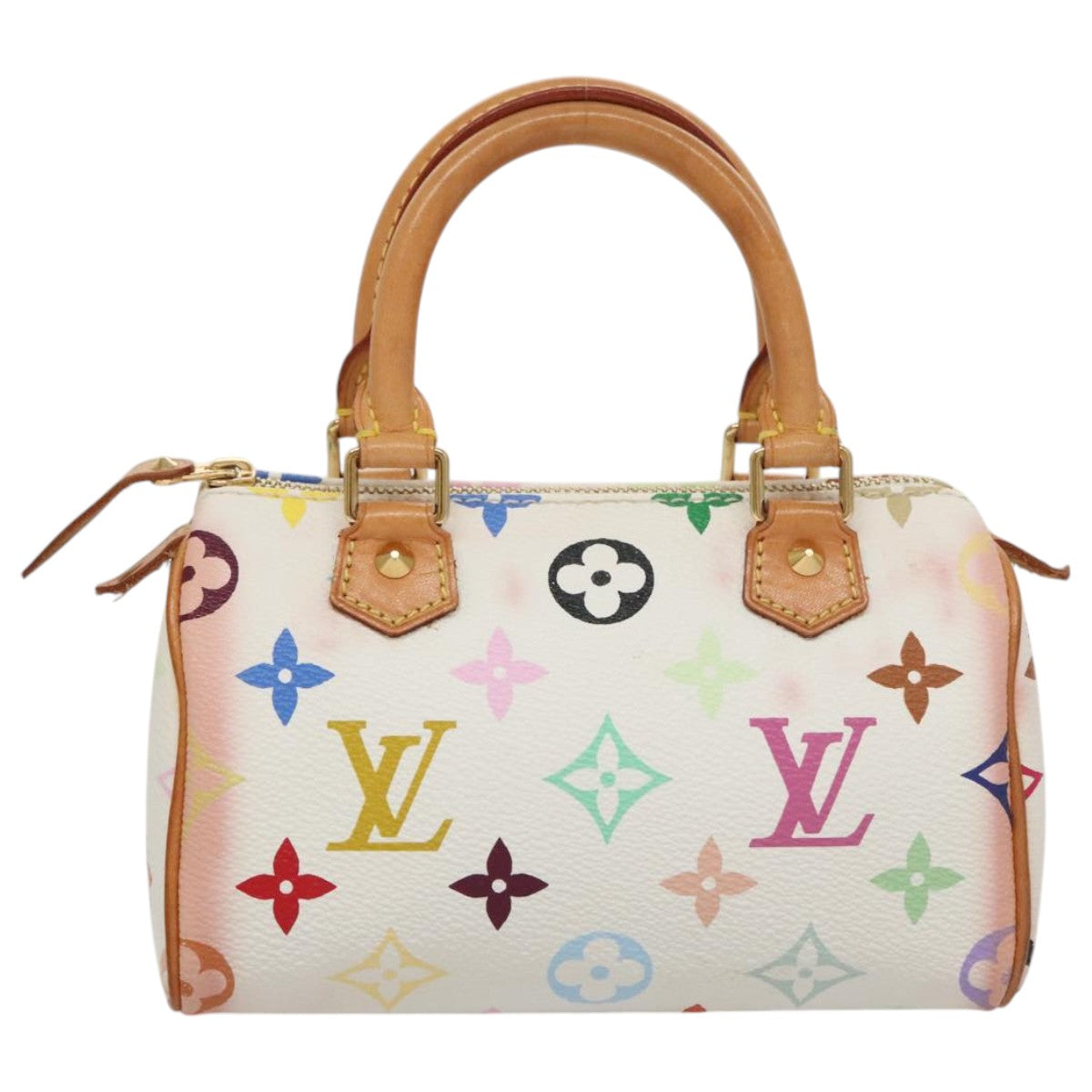 LOUIS VUITTON Monogram Multicolor Mini Speedy Hand Bag White M92645 Auth 101826V