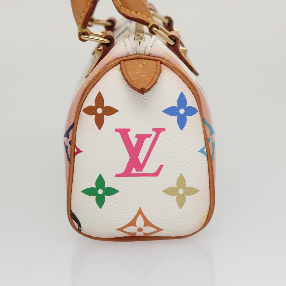 LOUIS VUITTON Monogram Multicolor Mini Speedy Hand Bag White M92645 Auth 101826V