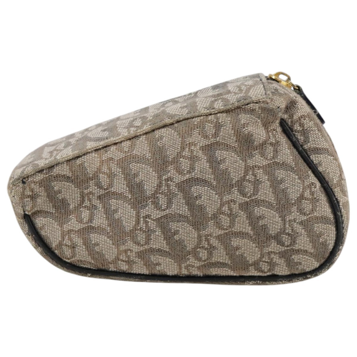 Christian Dior Trotter Canvas Saddle Pouch Navy Gold Auth 101852