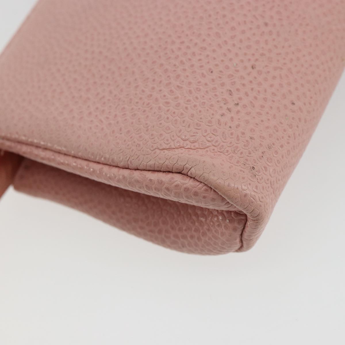 CHANEL Pouch Caviar Skin Pink Gold CC Auth 101855