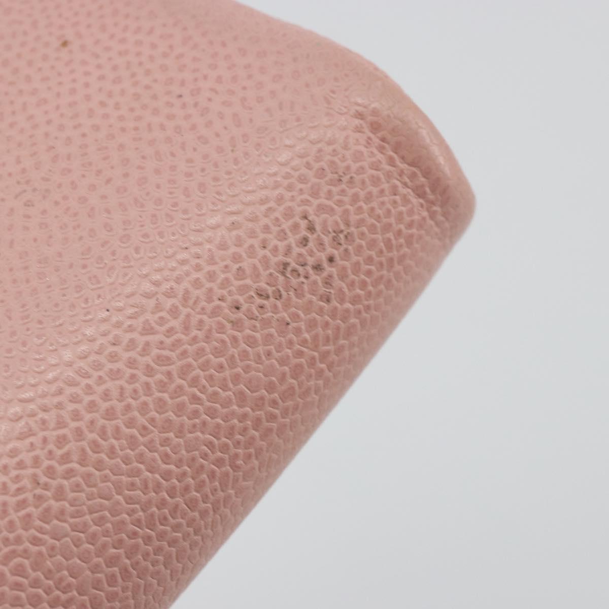 CHANEL Pouch Caviar Skin Pink Gold CC Auth 101855