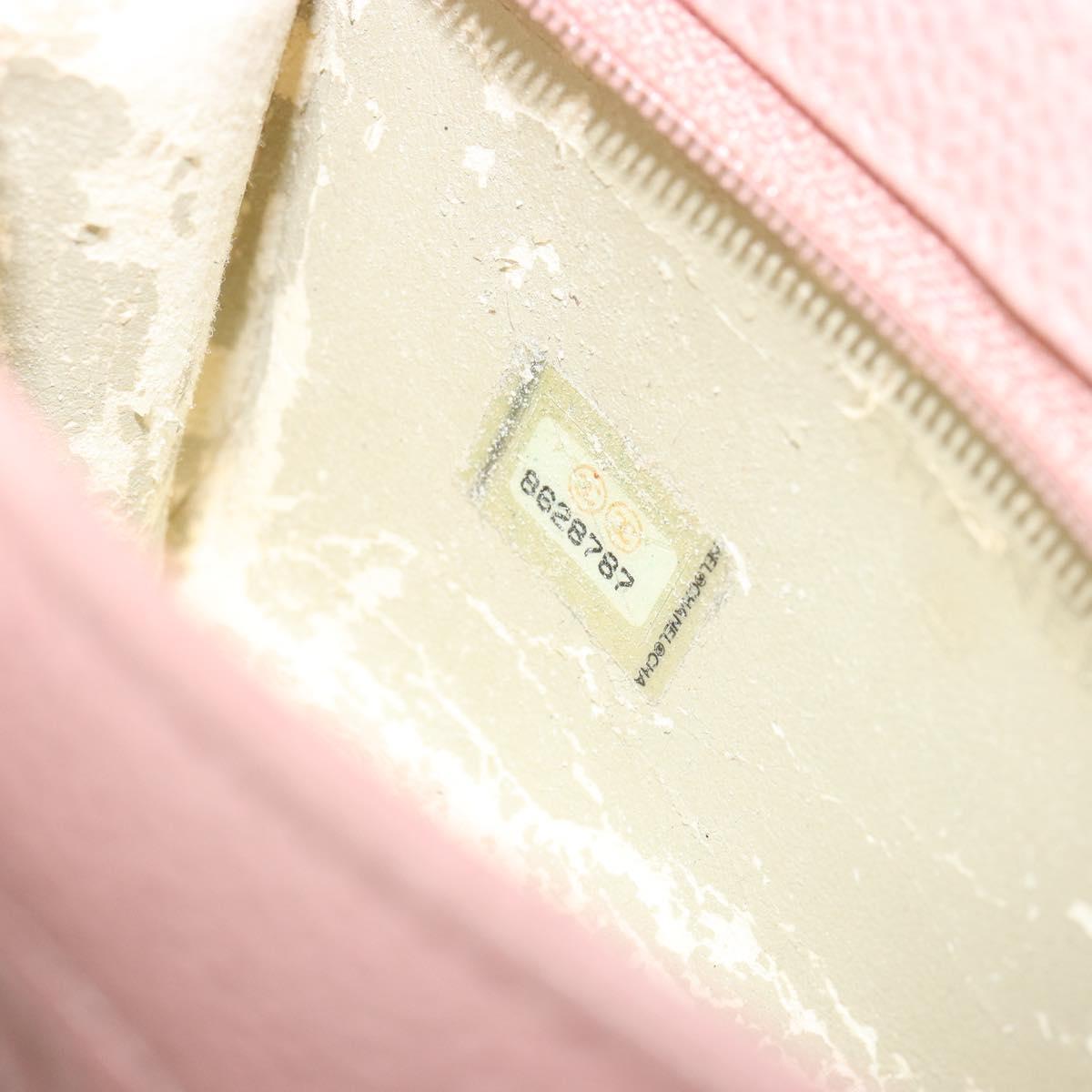 CHANEL Pouch Caviar Skin Pink Gold CC Auth 101855