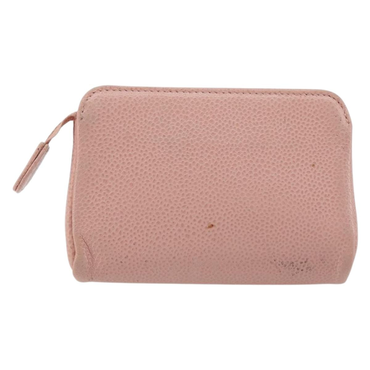 CHANEL Pouch Caviar Skin Pink Gold CC Auth 101855