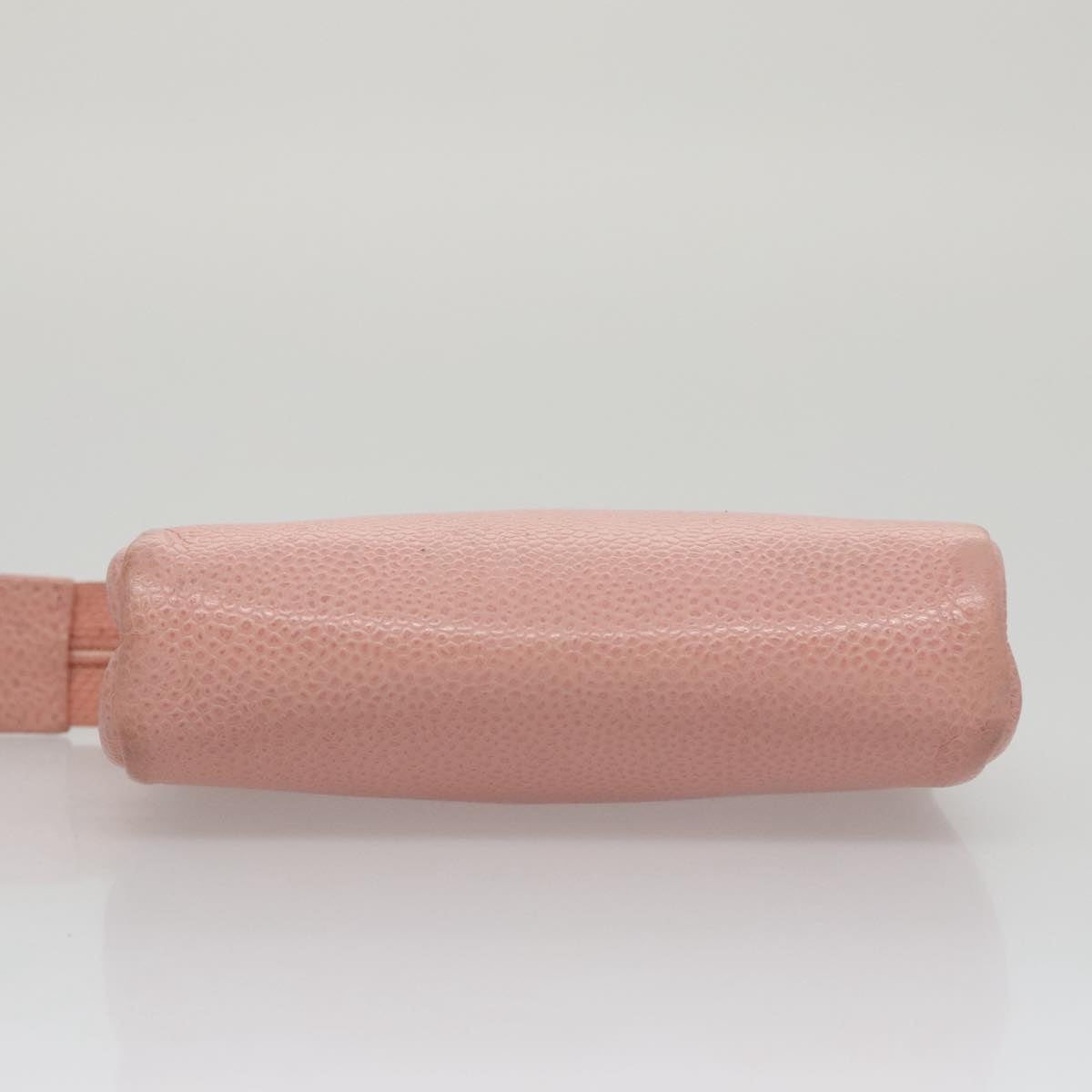 CHANEL Pouch Caviar Skin Pink Gold CC Auth 101855