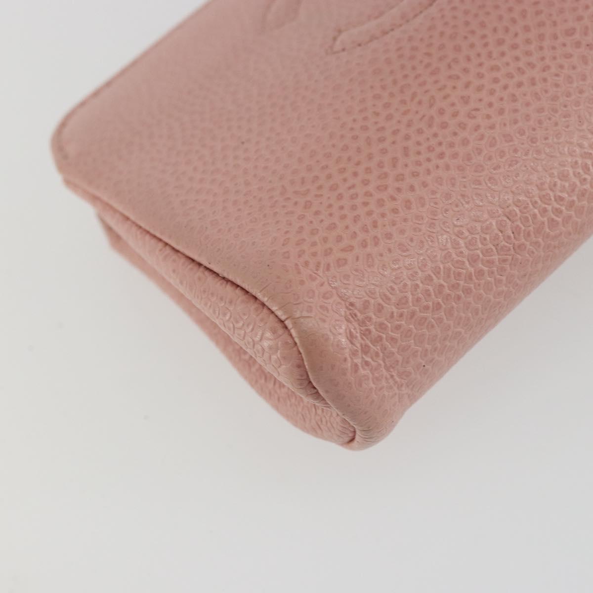 CHANEL Pouch Caviar Skin Pink Gold CC Auth 101855