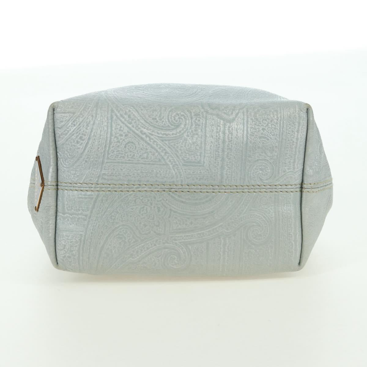 PRADA Hand Bag Leather Light Blue Gold Auth 101859V