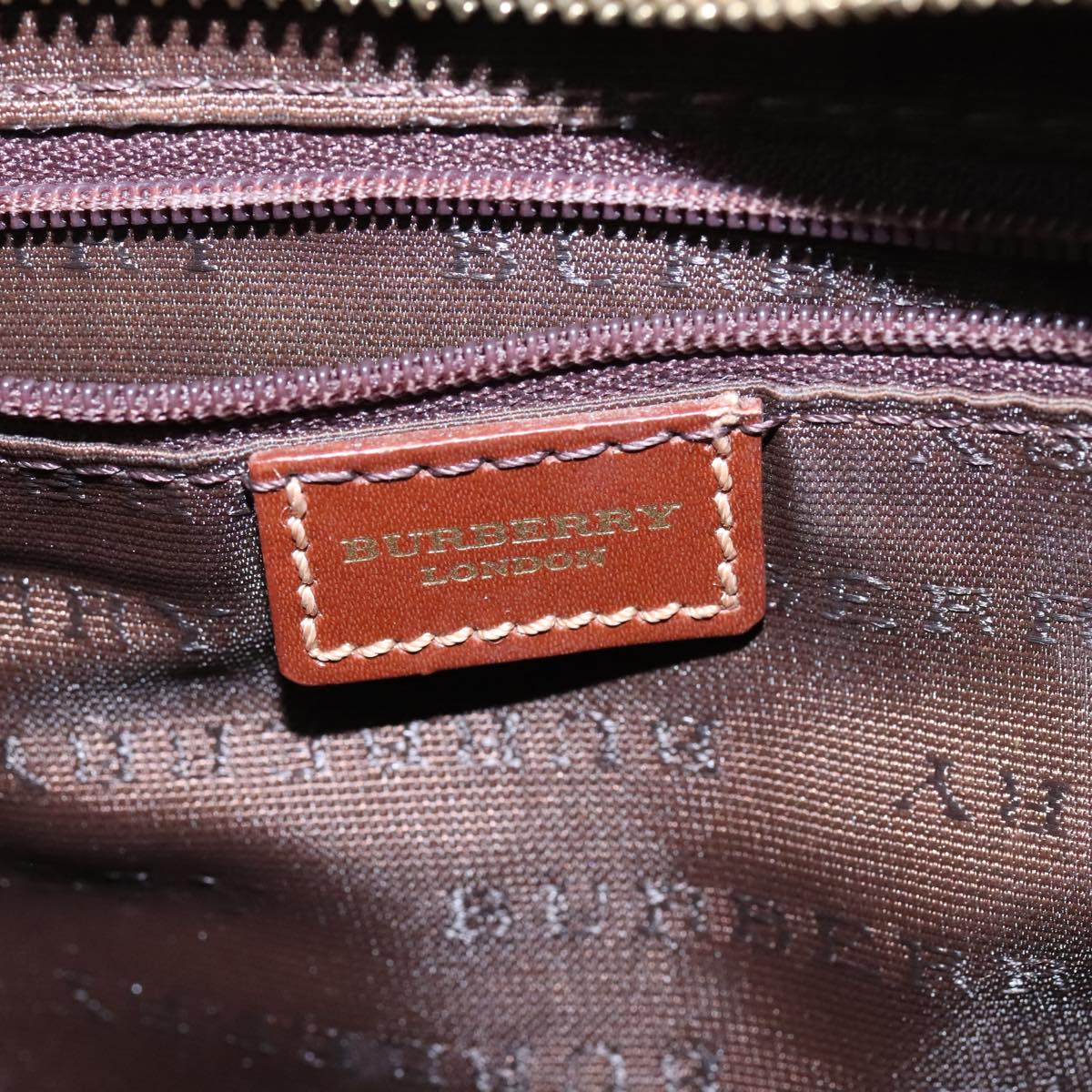 BURBERRY Nova Check Hand Bag PVC Leather Beige Auth 101860