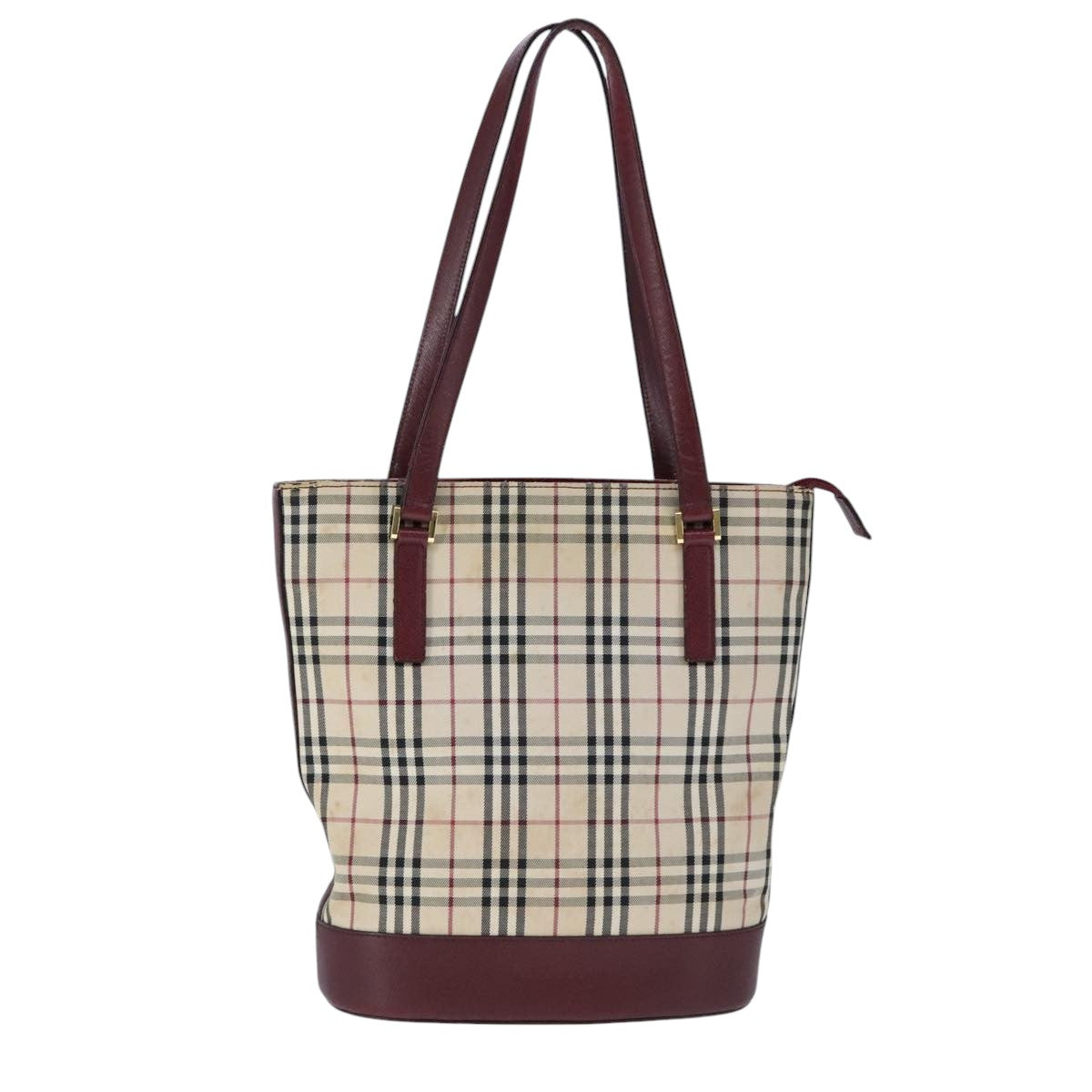 BURBERRY Nova Check Hand Bag Canvas Beige Auth 101867
