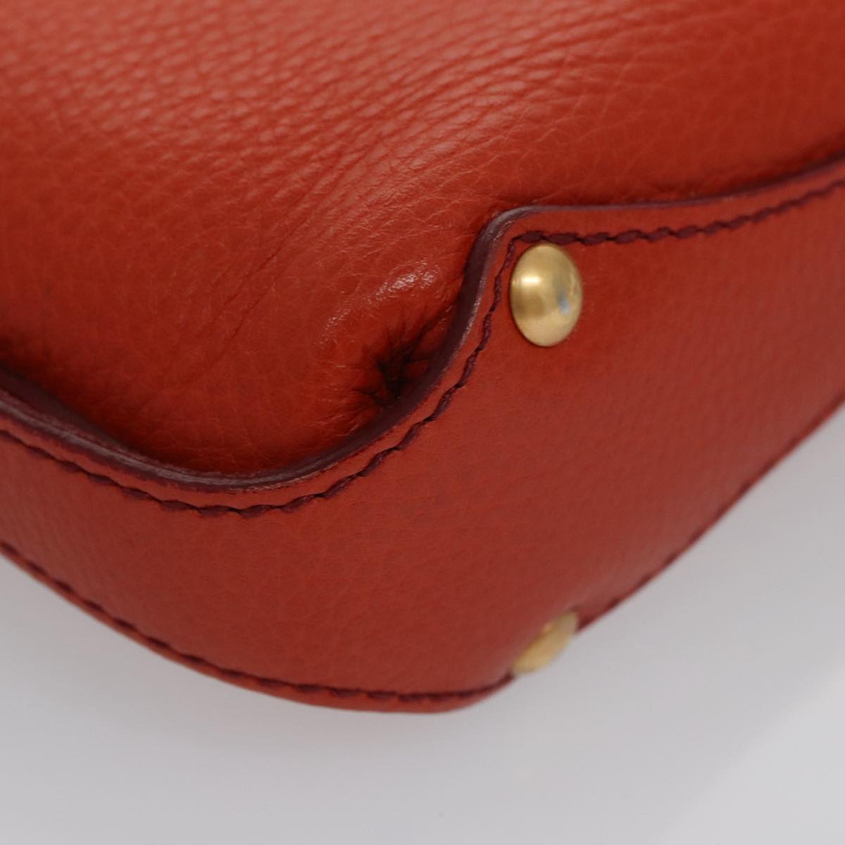 Salvatore Ferragamo Gancini Hand Bag Leather Orange Gold Auth 101900