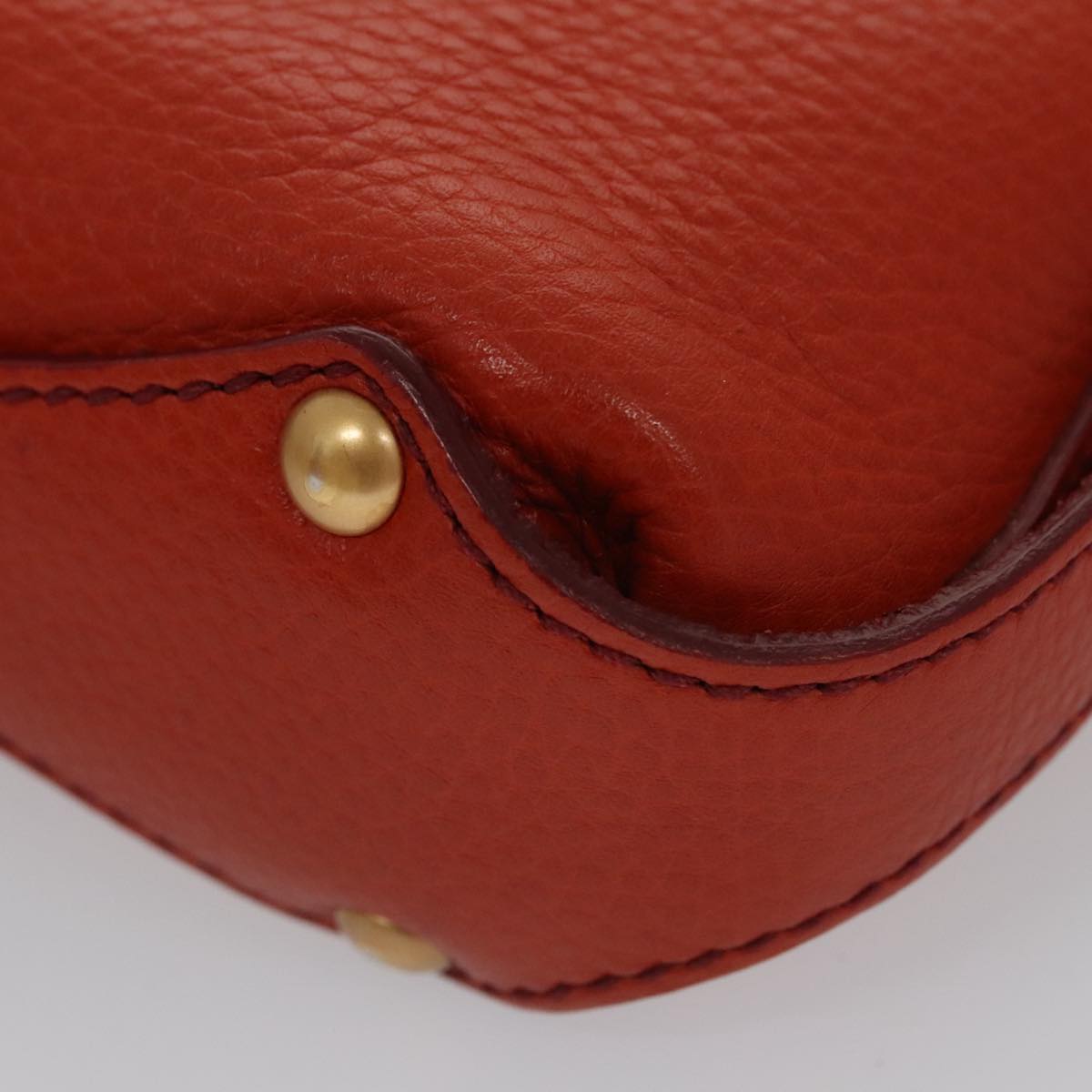 Salvatore Ferragamo Gancini Hand Bag Leather Orange Gold Auth 101900