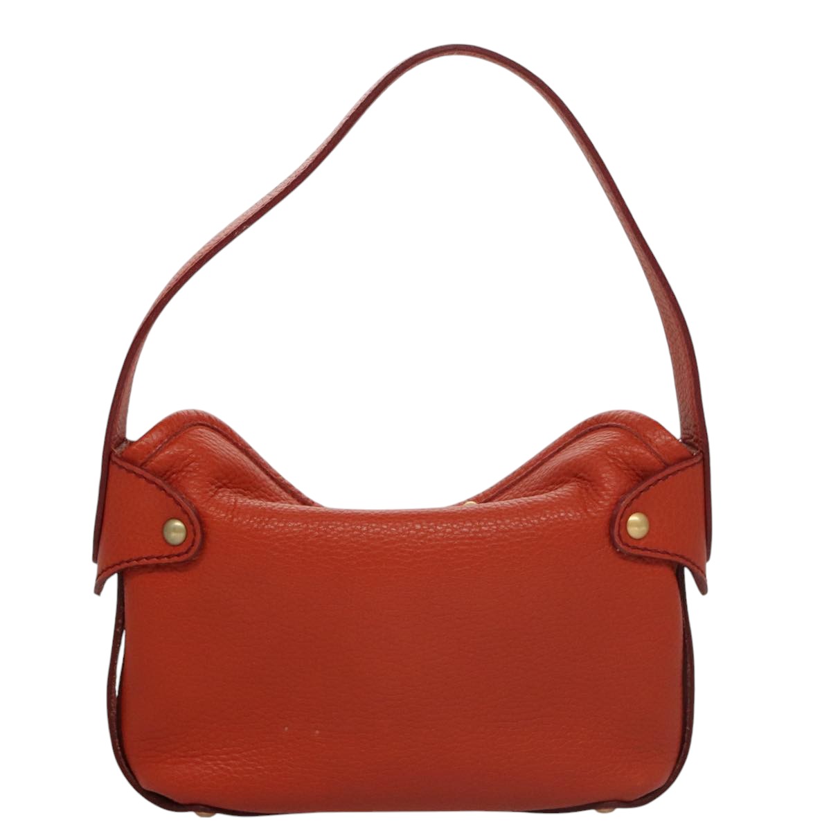 Salvatore Ferragamo Gancini Hand Bag Leather Orange Gold Auth 101900