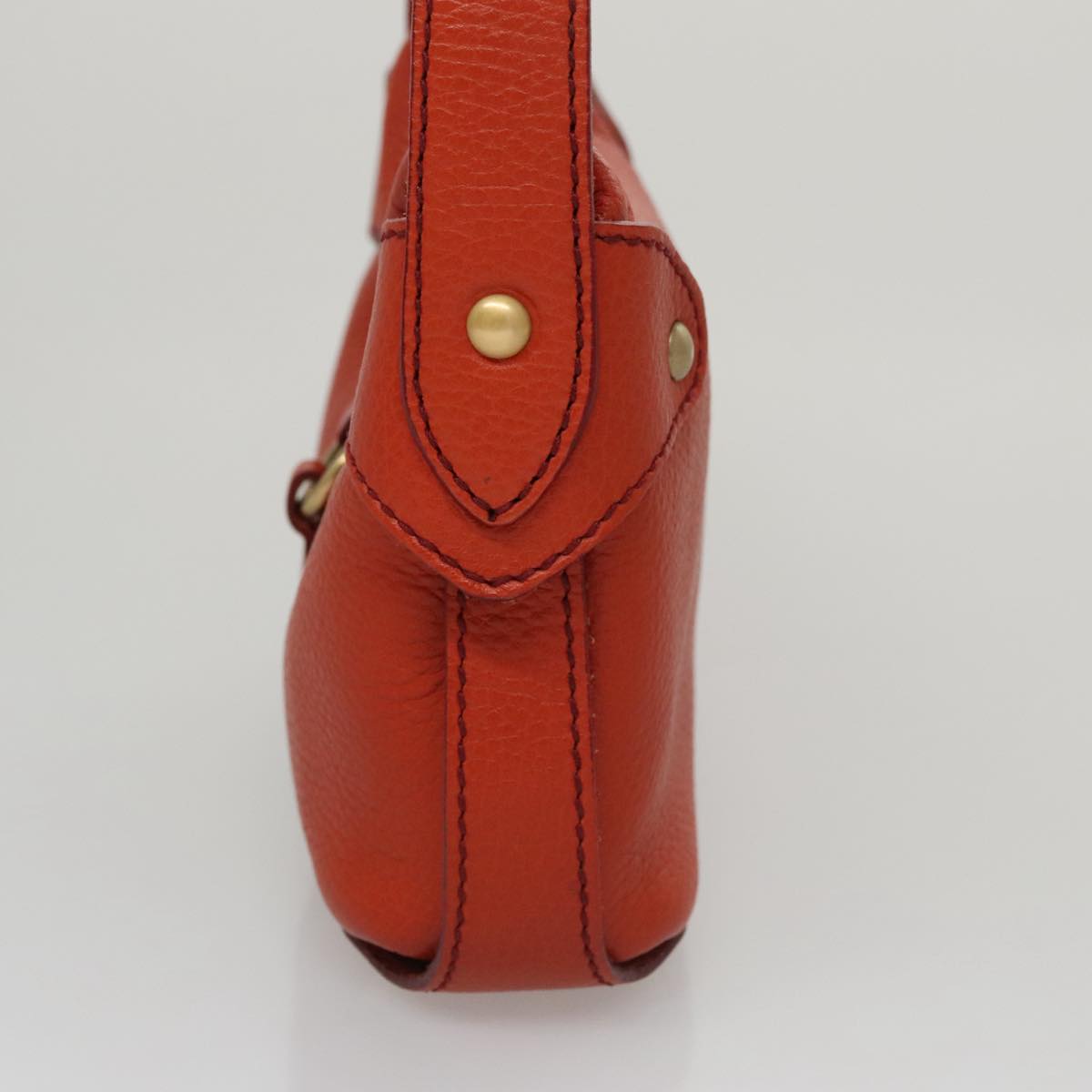 Salvatore Ferragamo Gancini Hand Bag Leather Orange Gold Auth 101900