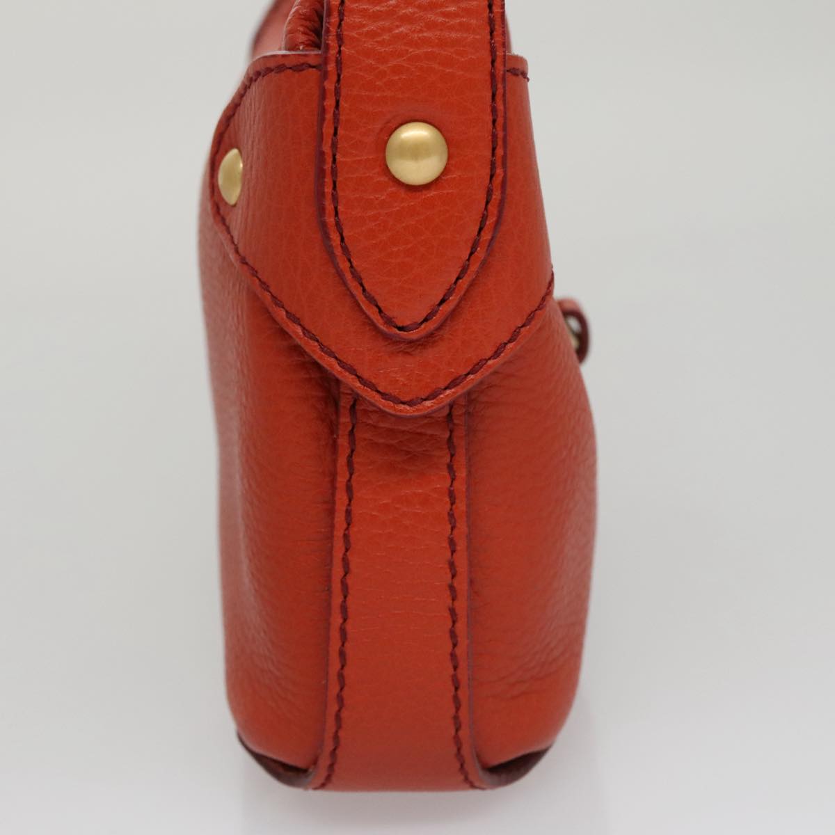 Salvatore Ferragamo Gancini Hand Bag Leather Orange Gold Auth 101900