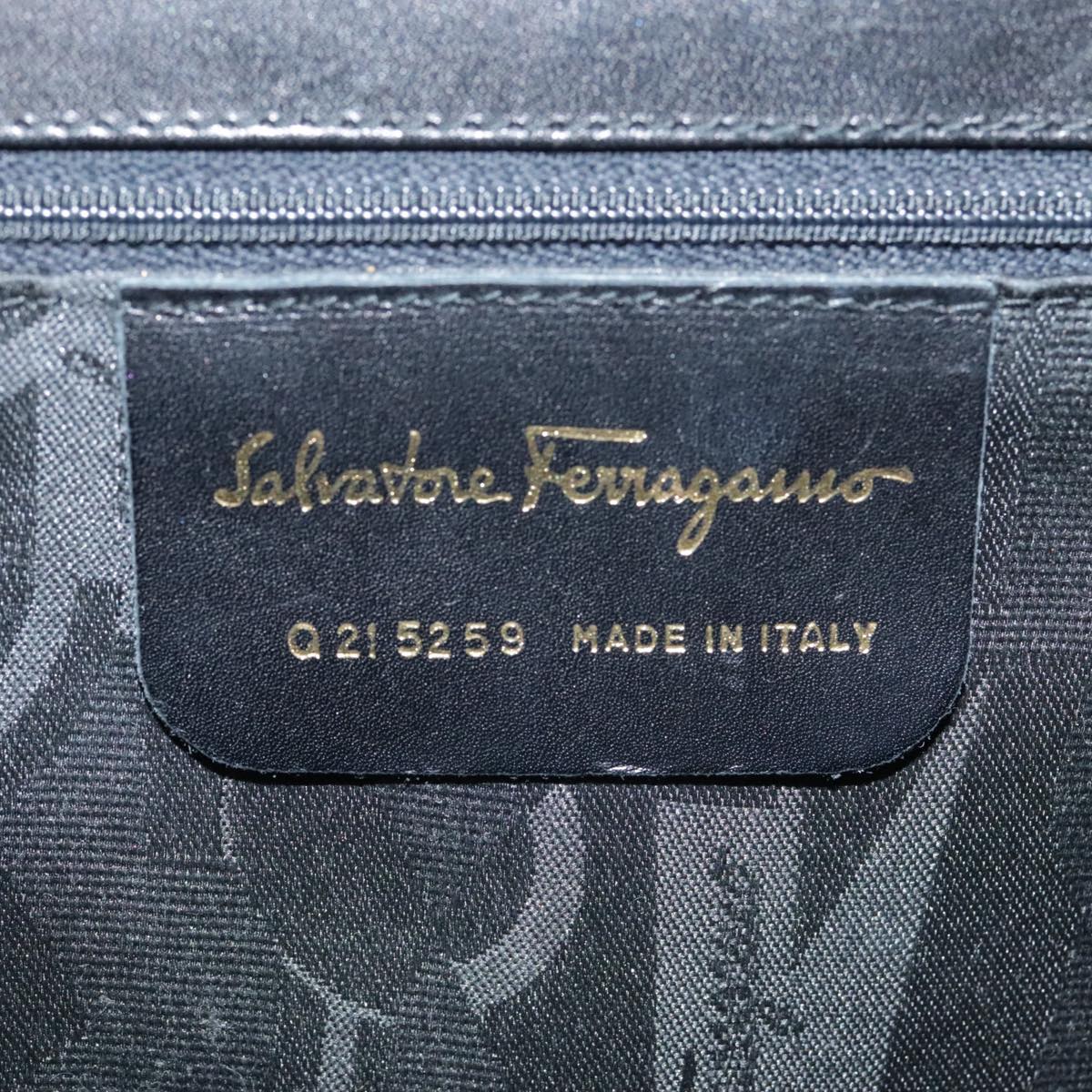 Salvatore Ferragamo Gancini Hand Bag Suede 2way Black Gold Auth 101932