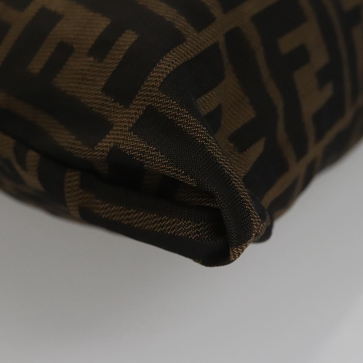 FENDI Zucca Canvas Drawstring Bag Brown Black Auth 101941