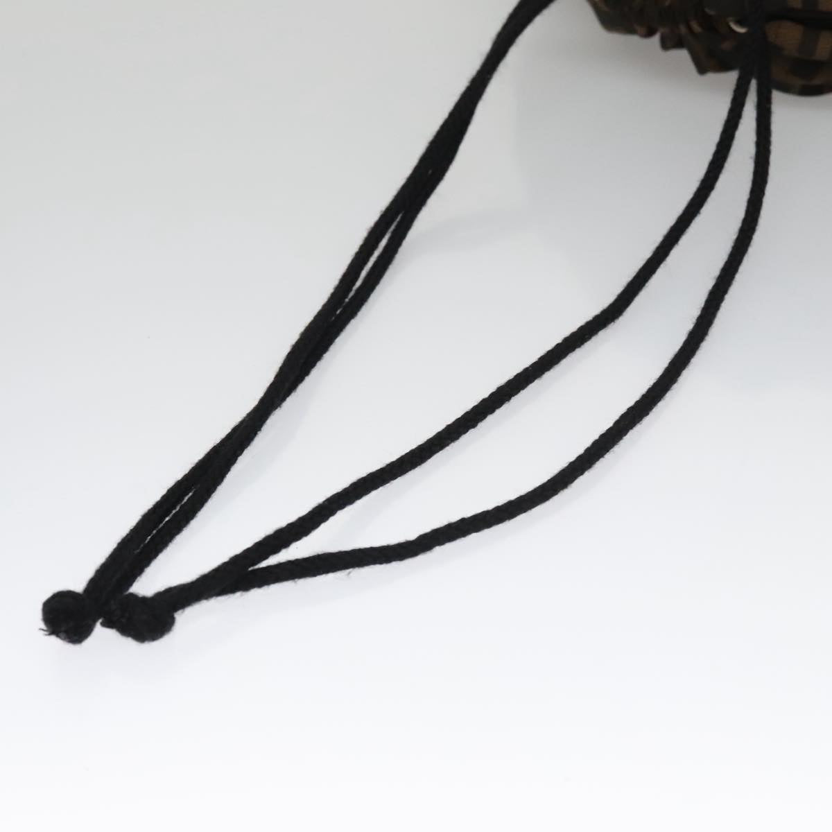 FENDI Zucca Canvas Drawstring Bag Brown Black Auth 101941