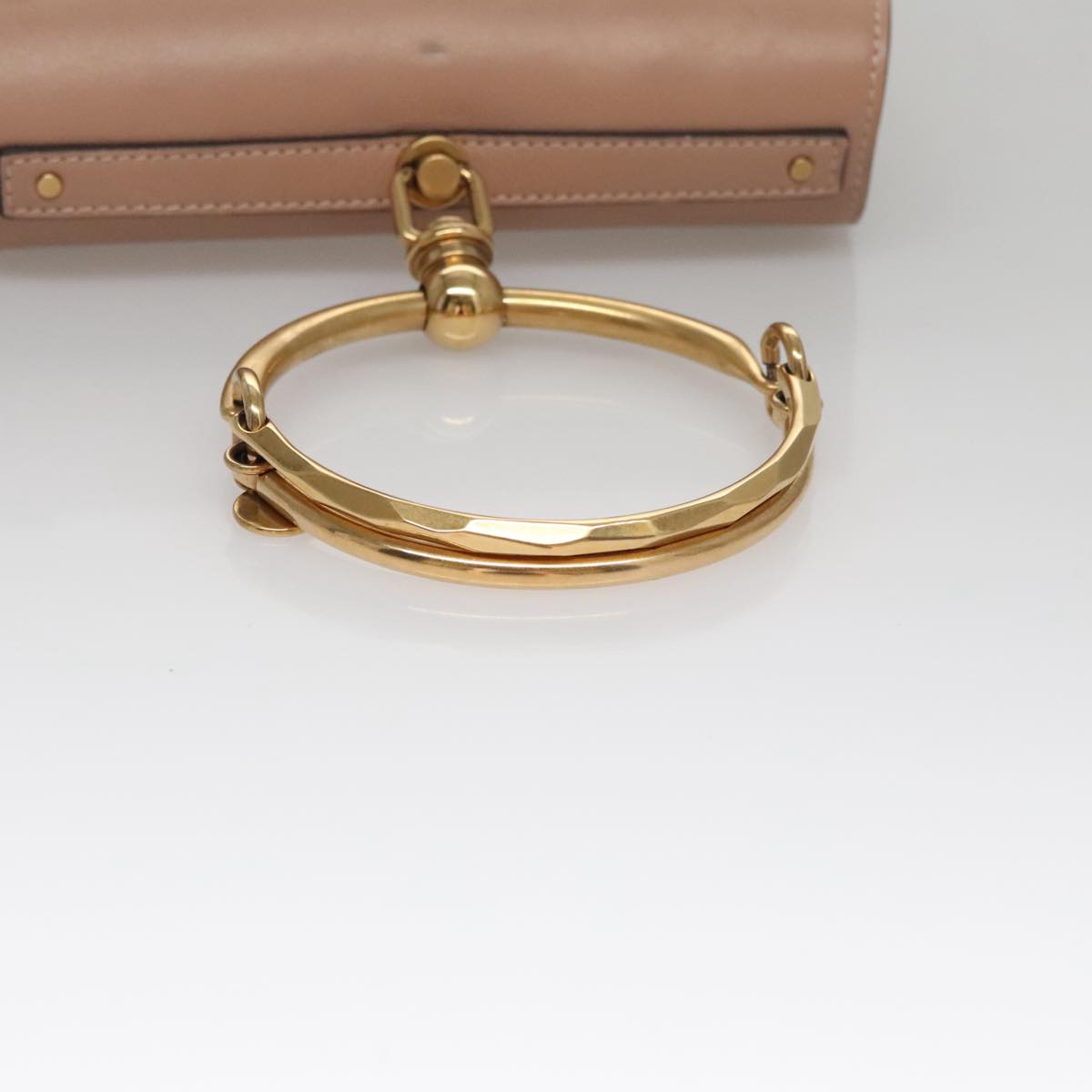 Chloe Nile Hand Bag Leather 2way Pink Gold Auth 101985
