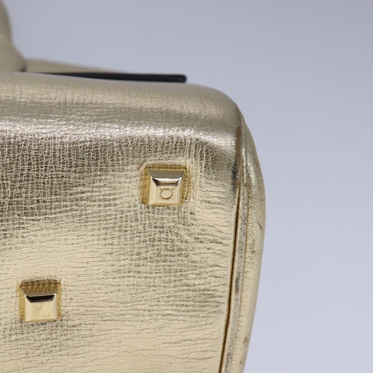 Salvatore Ferragamo Hand Bag Leather 2way Gold Auth 102010