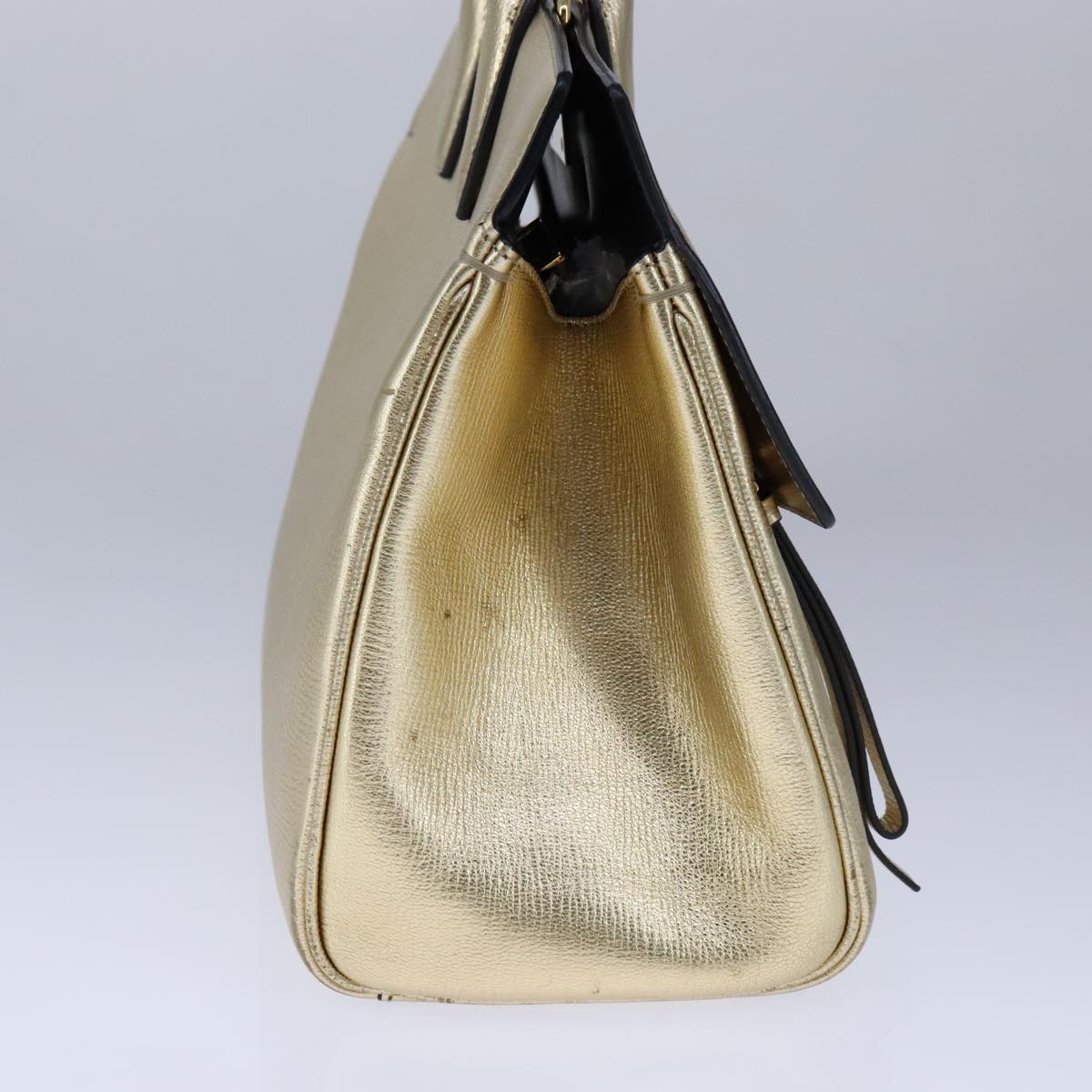 Salvatore Ferragamo Hand Bag Leather 2way Gold Auth 102010