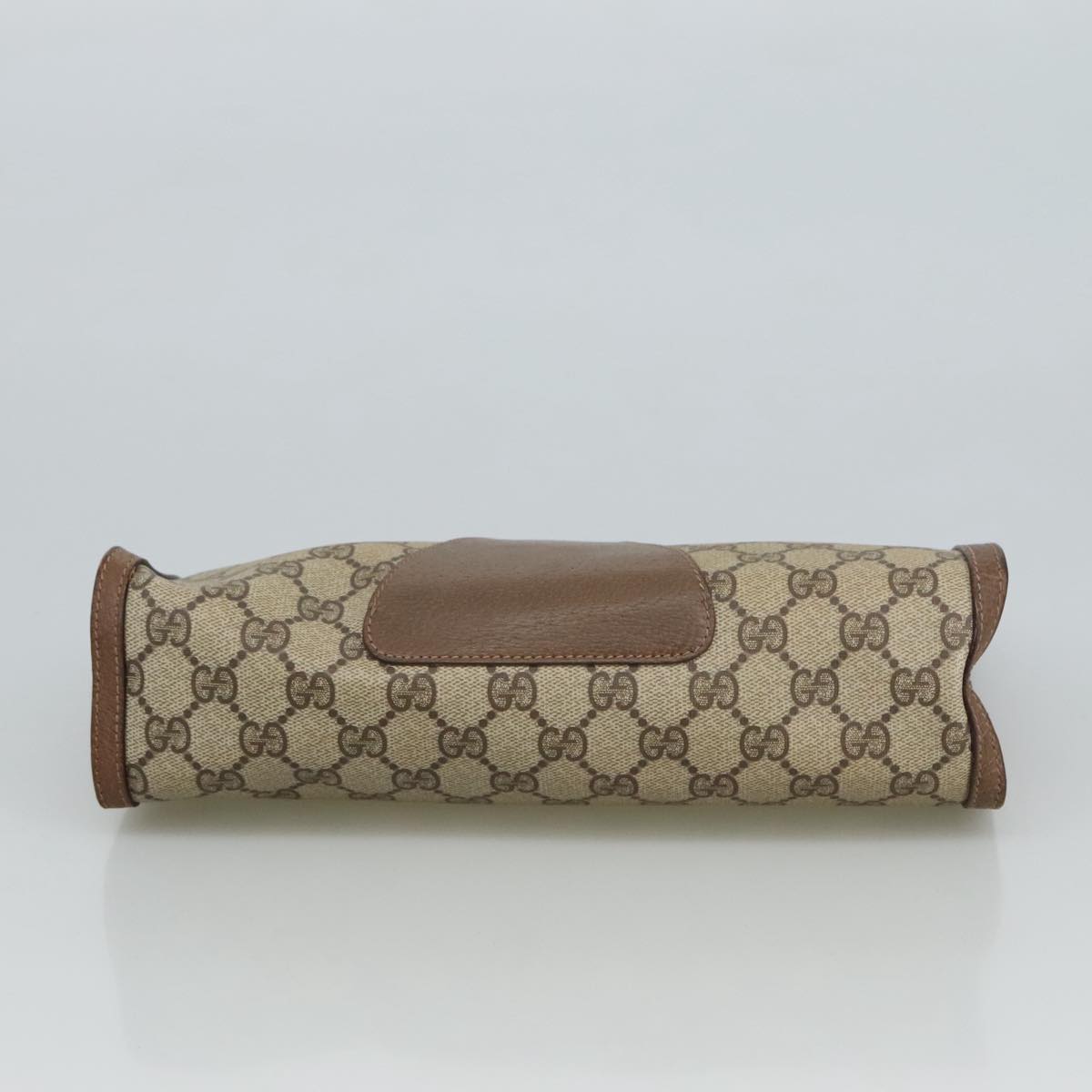 GUCCI GG Supreme Clutch Bag PVC Leather Beige Brown 89 01 033 Auth 102015