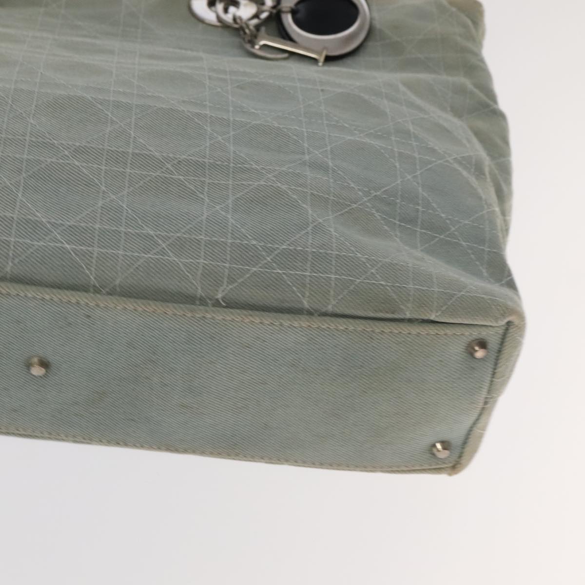 Christian Dior Canage Hand Bag Denim 2way Blue Silver Auth 102025
