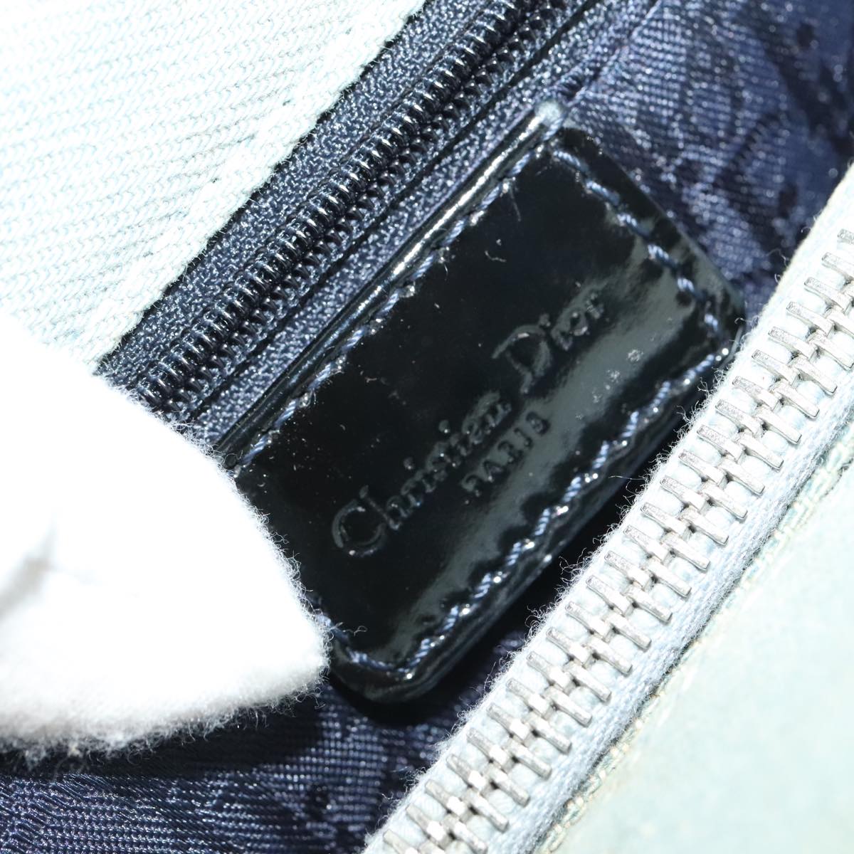 Christian Dior Canage Hand Bag Denim 2way Blue Silver Auth 102025