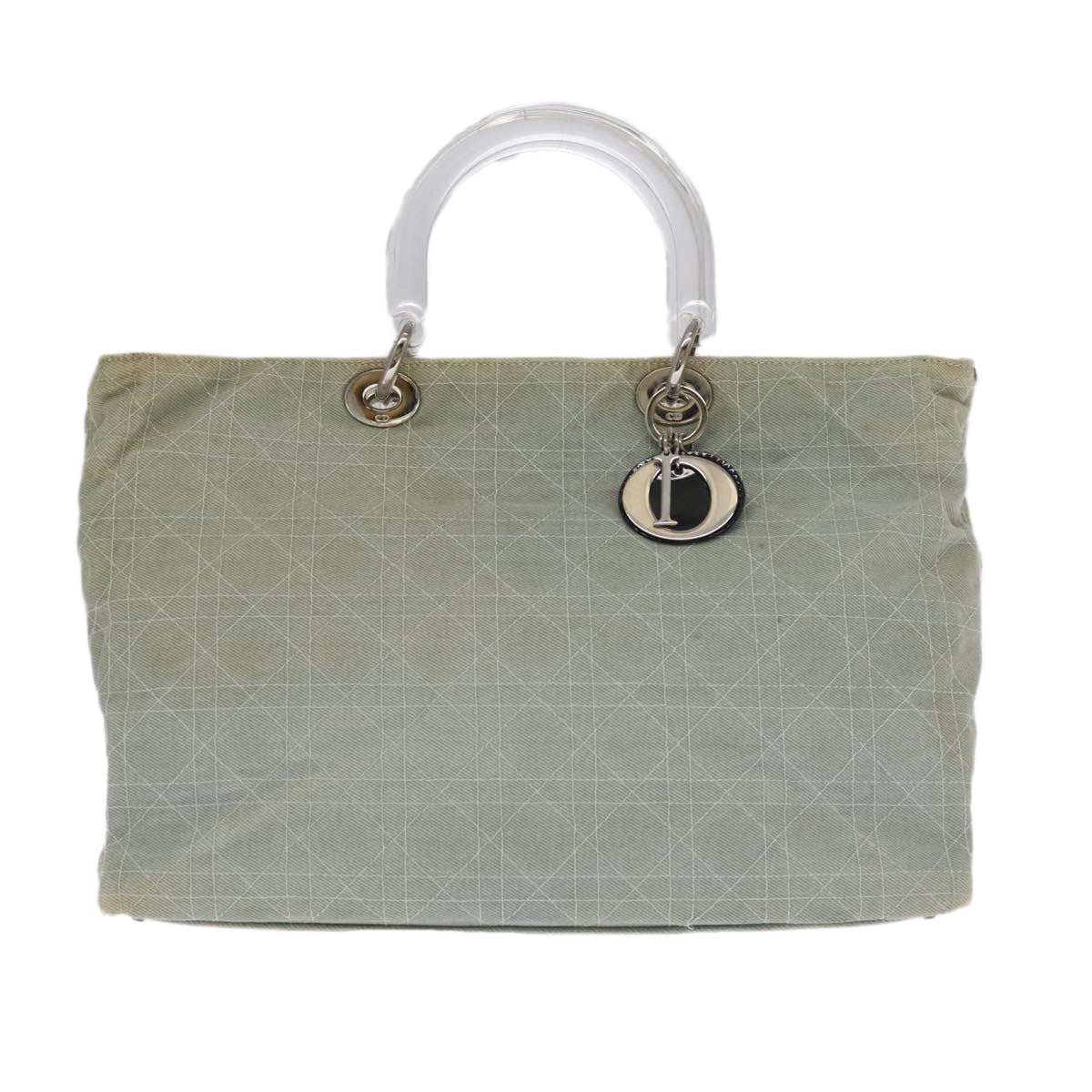 Christian Dior Canage Hand Bag Denim 2way Blue Silver Auth 102025