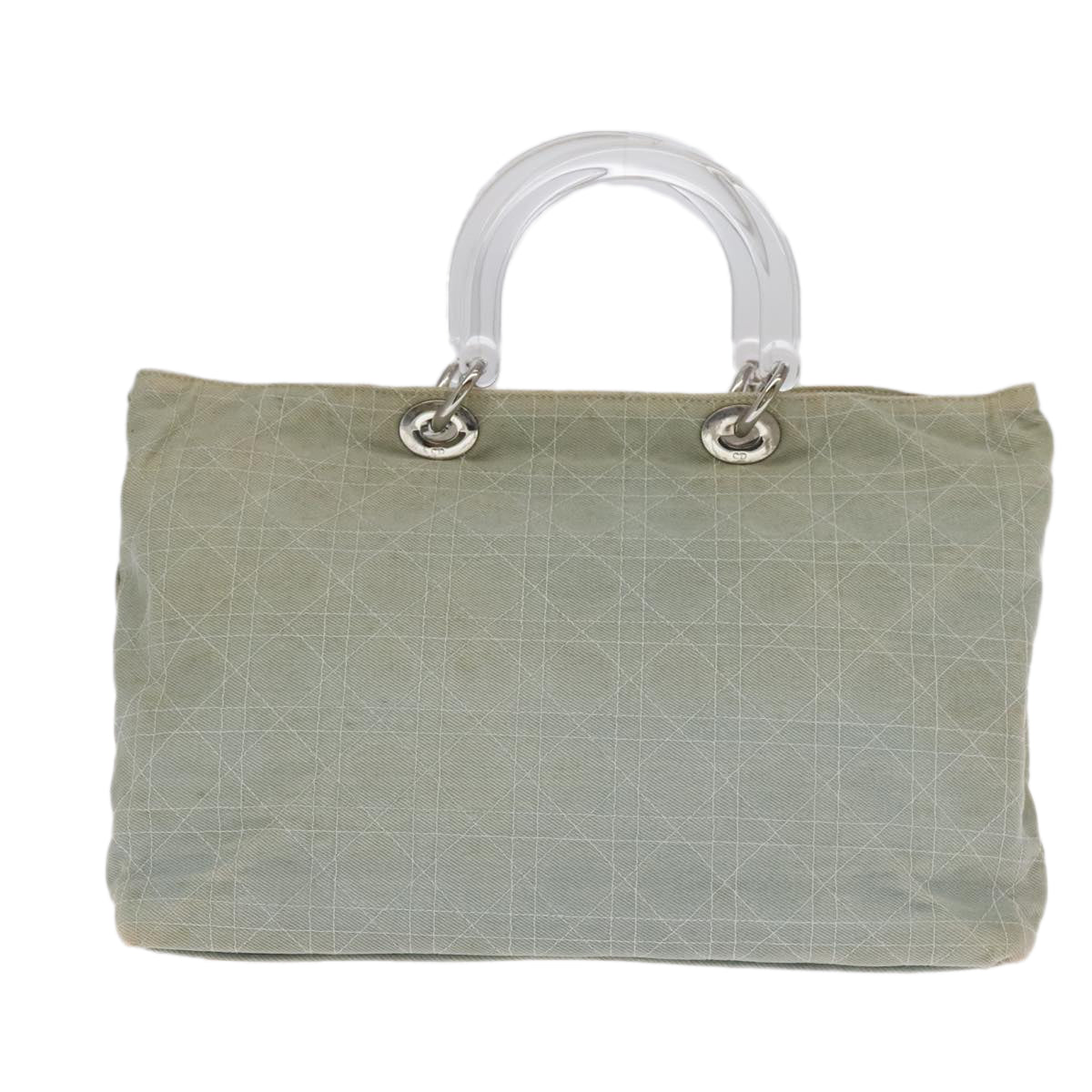 Christian Dior Canage Hand Bag Denim 2way Blue Silver Auth 102025