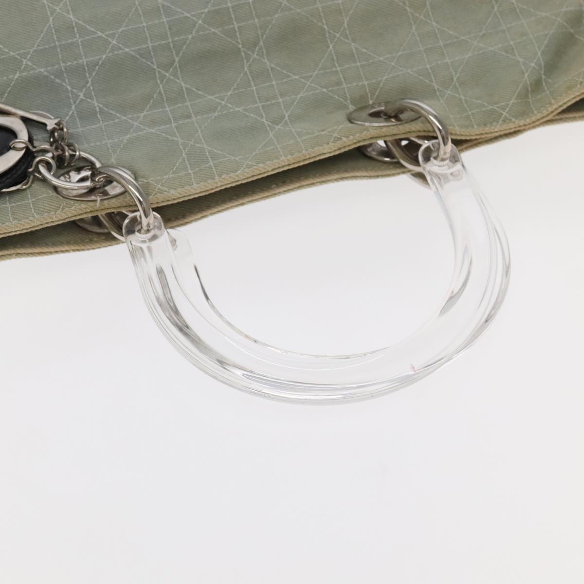 Christian Dior Canage Hand Bag Denim 2way Blue Silver Auth 102025