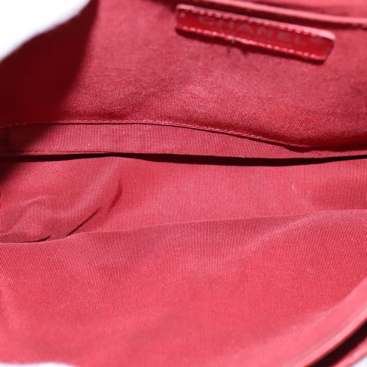 CHANEL V Stitch Chain Shoulder Bag Lamb Skin Red CC Auth 102030SAM
