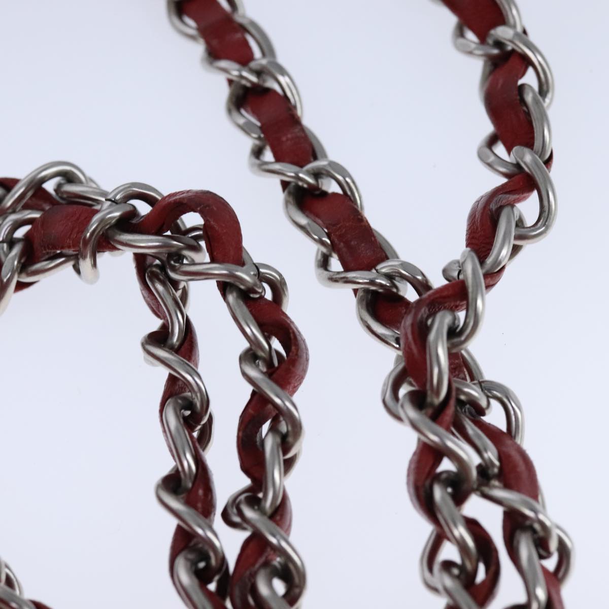 CHANEL V Stitch Chain Shoulder Bag Lamb Skin Red CC Auth 102030SAM