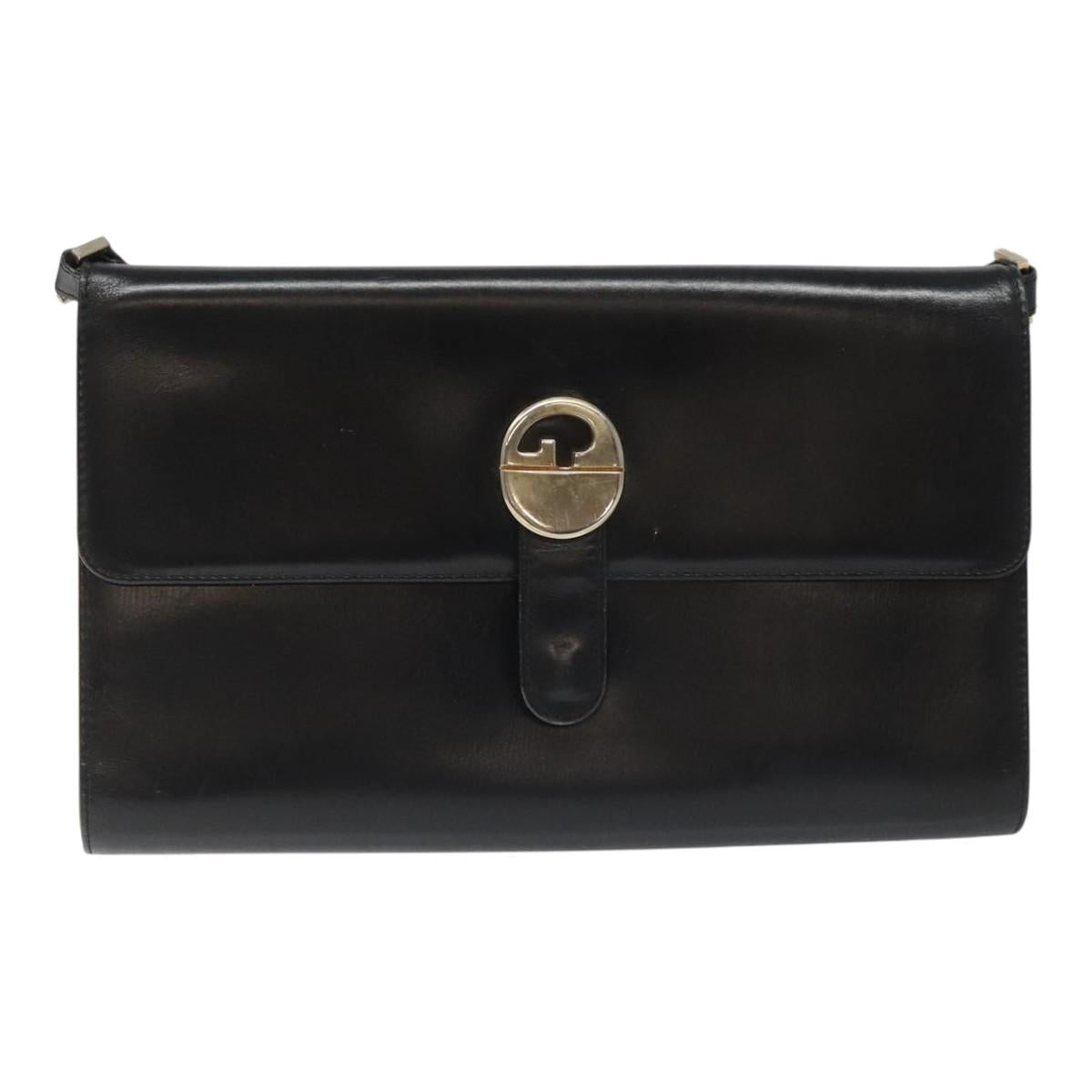 GUCCI Shoulder Bag Leather Black Auth 102039