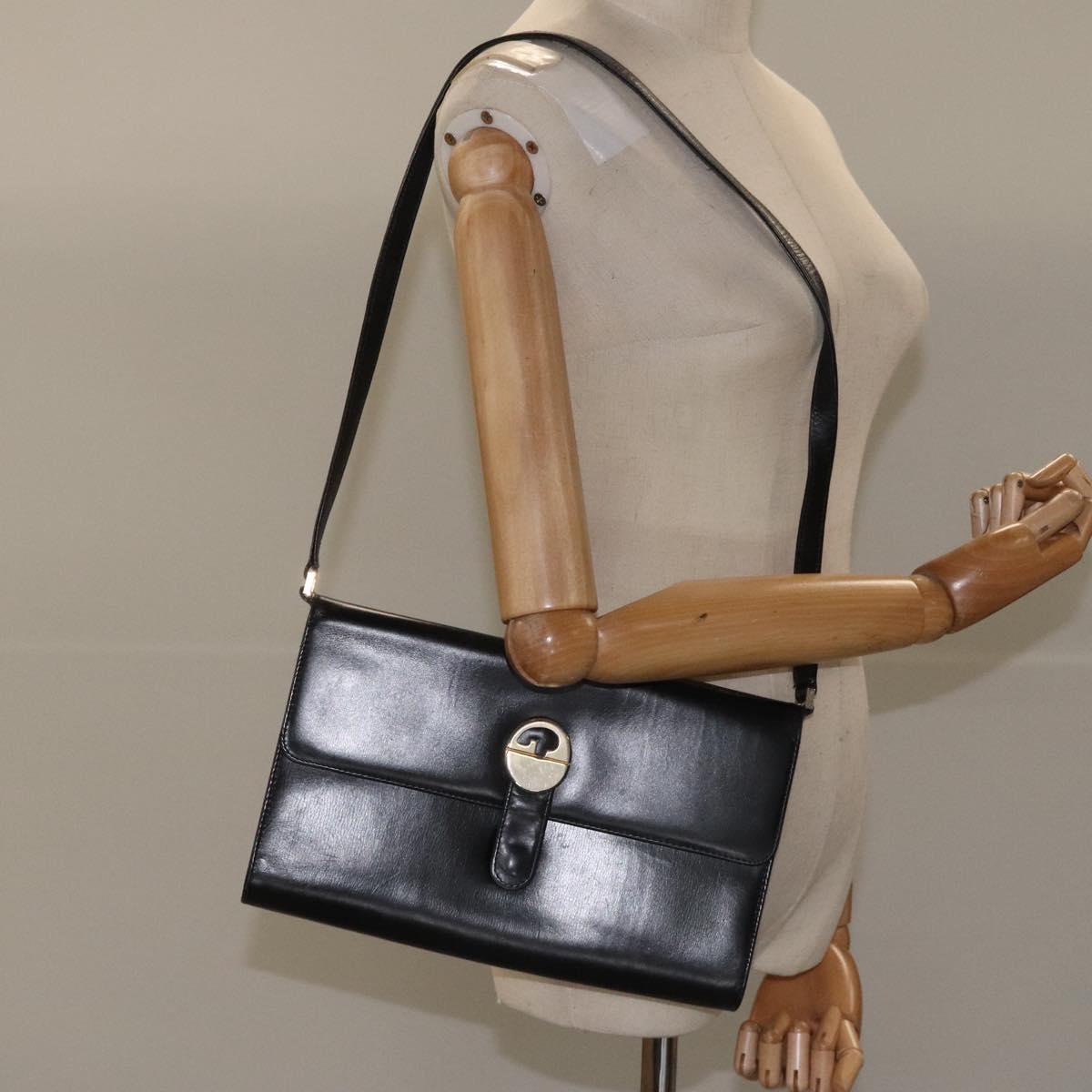 GUCCI Shoulder Bag Leather Black Auth 102039