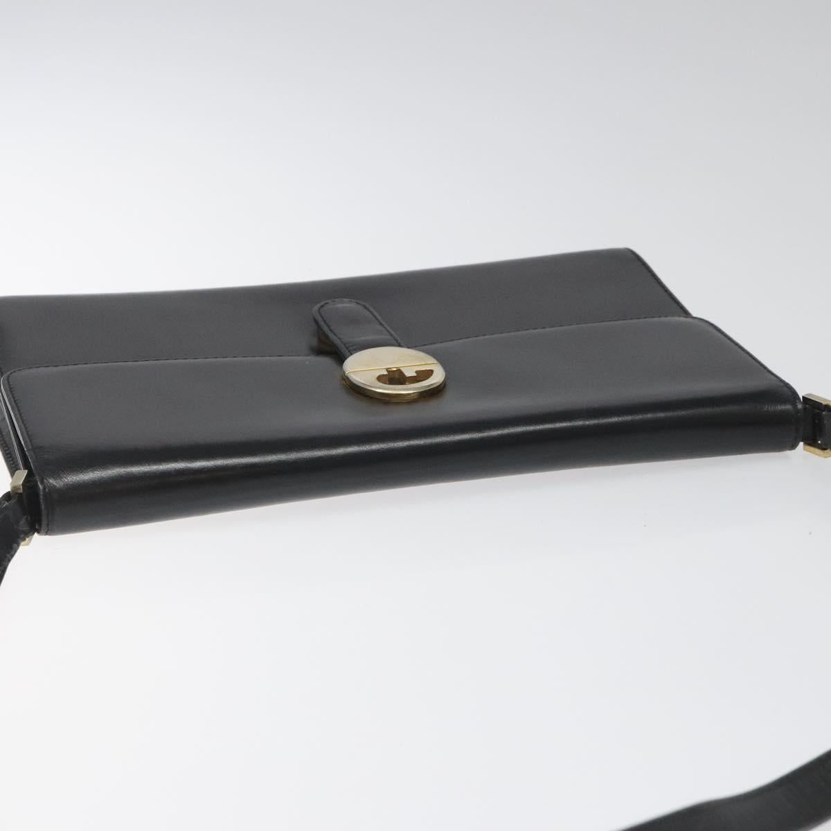 GUCCI Shoulder Bag Leather Black Auth 102039
