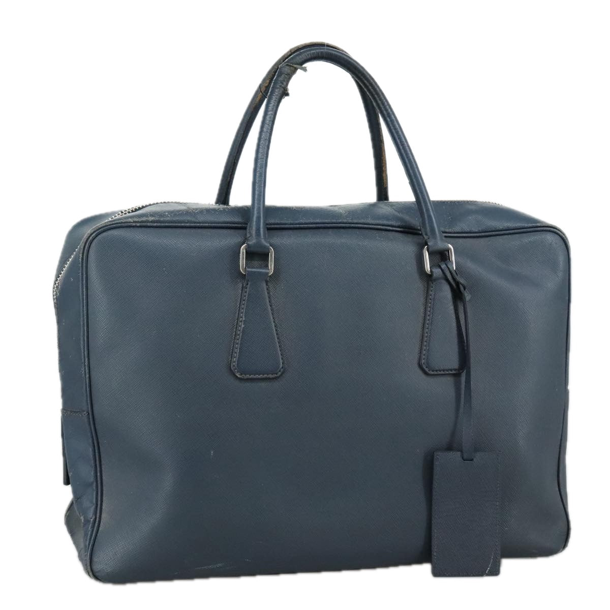 PRADA Business Bag Leather Navy Auth 102353