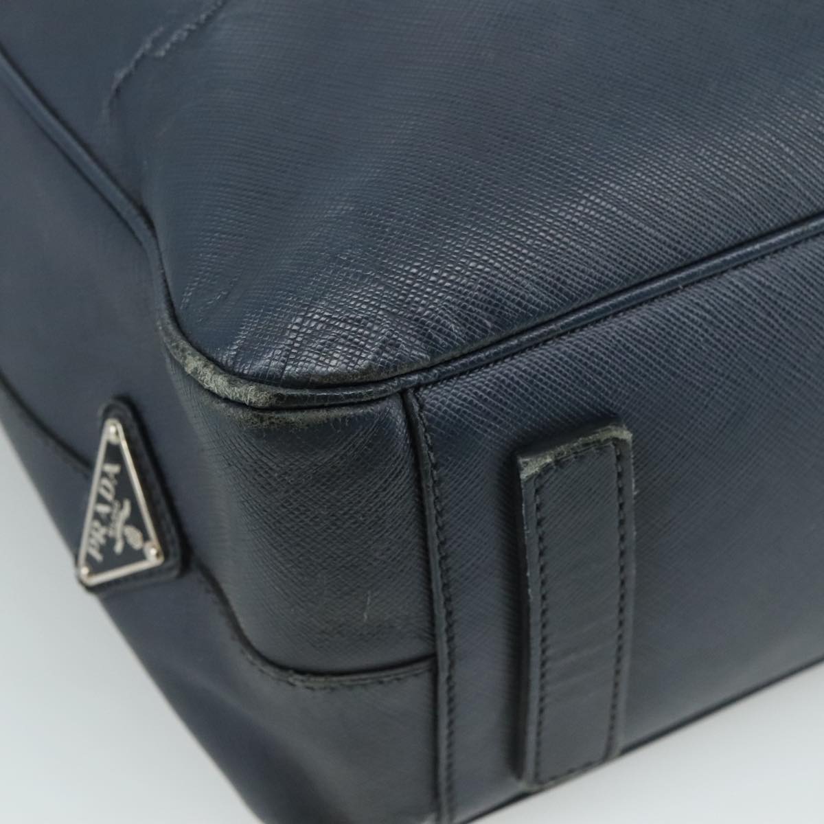 PRADA Business Bag Leather Navy Auth 102353