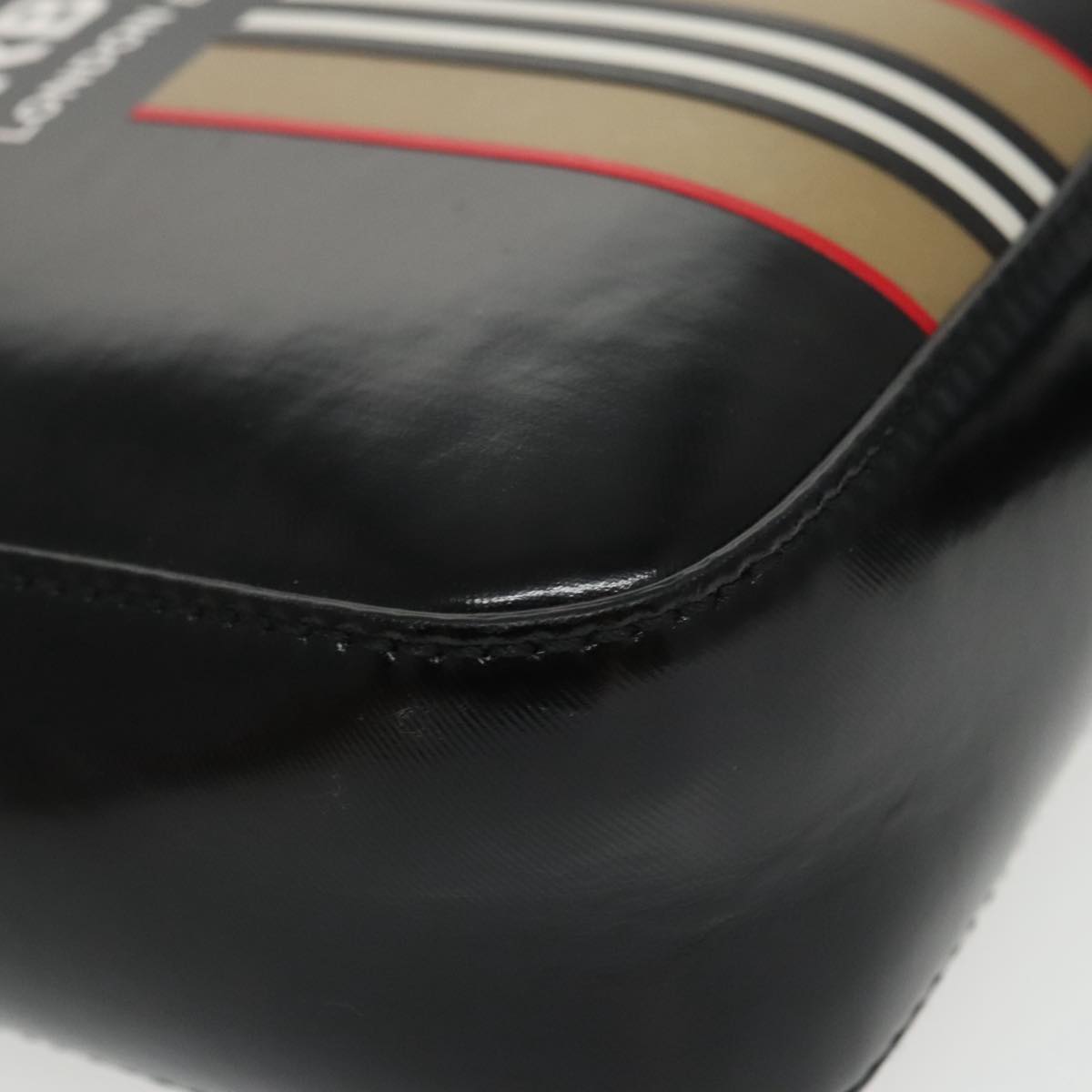 BURBERRY Shoulder Bag Enamel Black Auth 102454