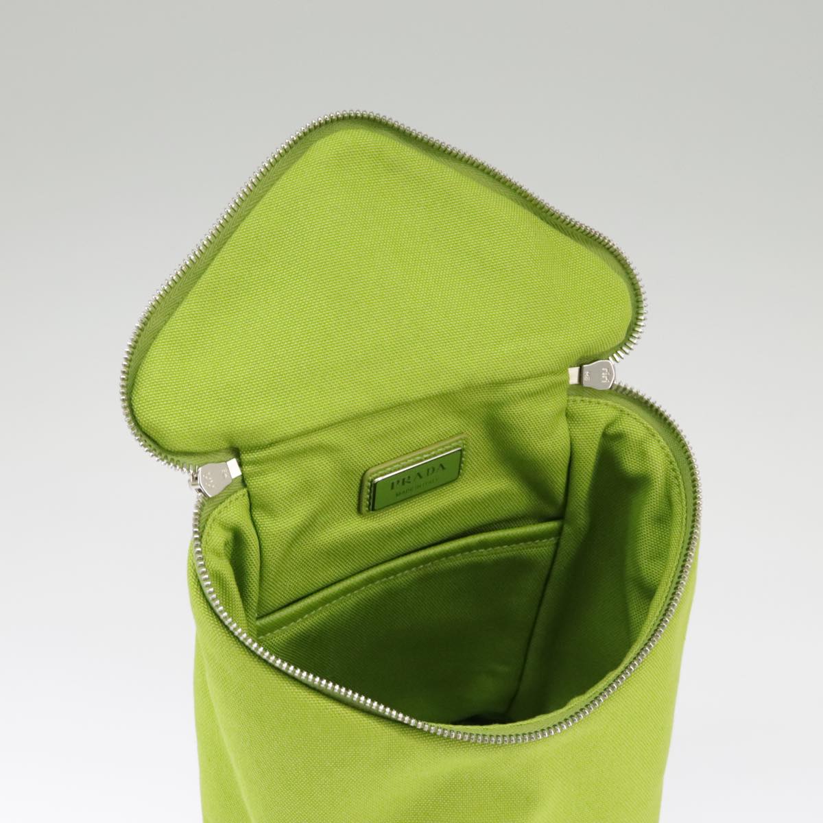 PRADA Shoulder Bag Canvas Silver Green Auth 102538SAV