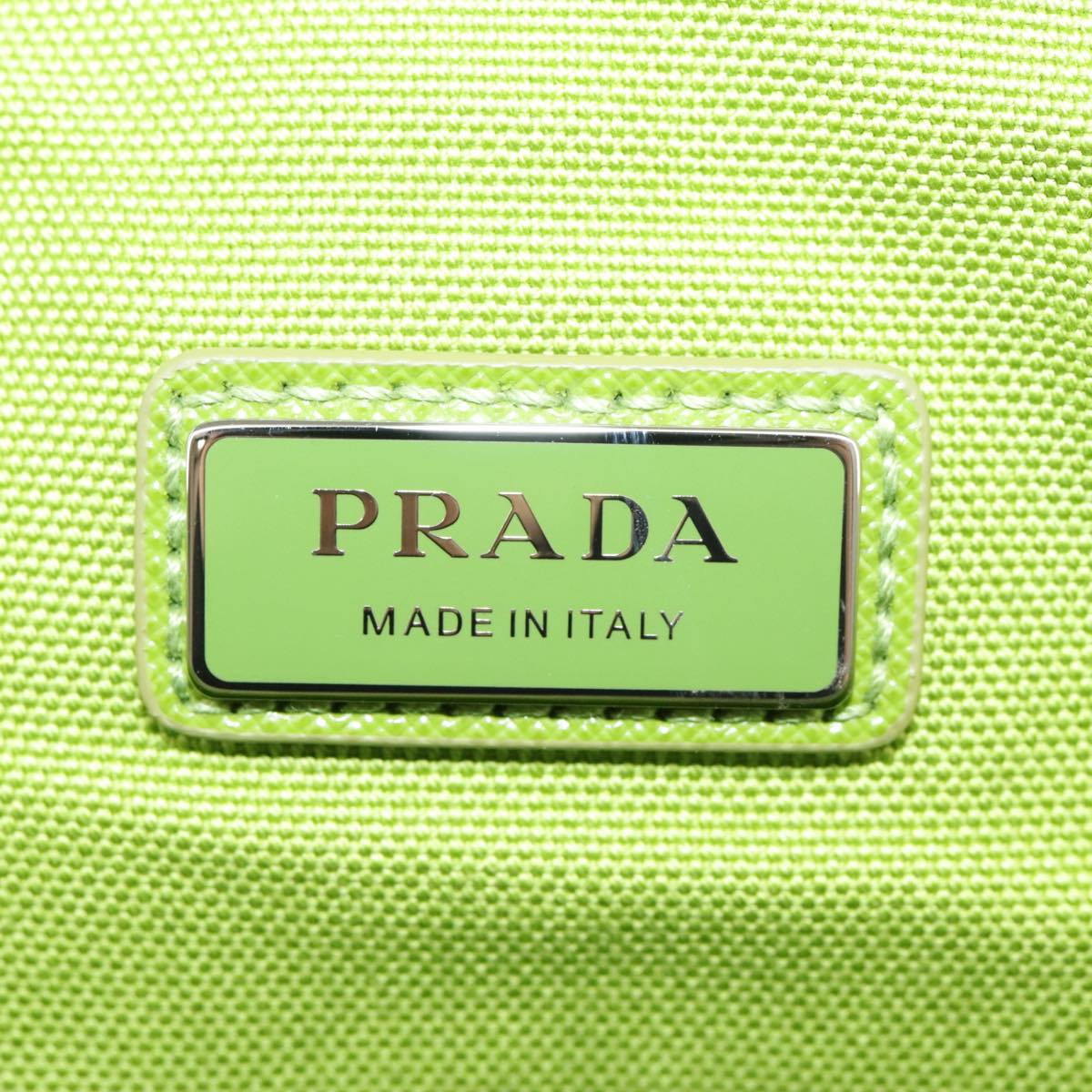 PRADA Shoulder Bag Canvas Silver Green Auth 102538AV