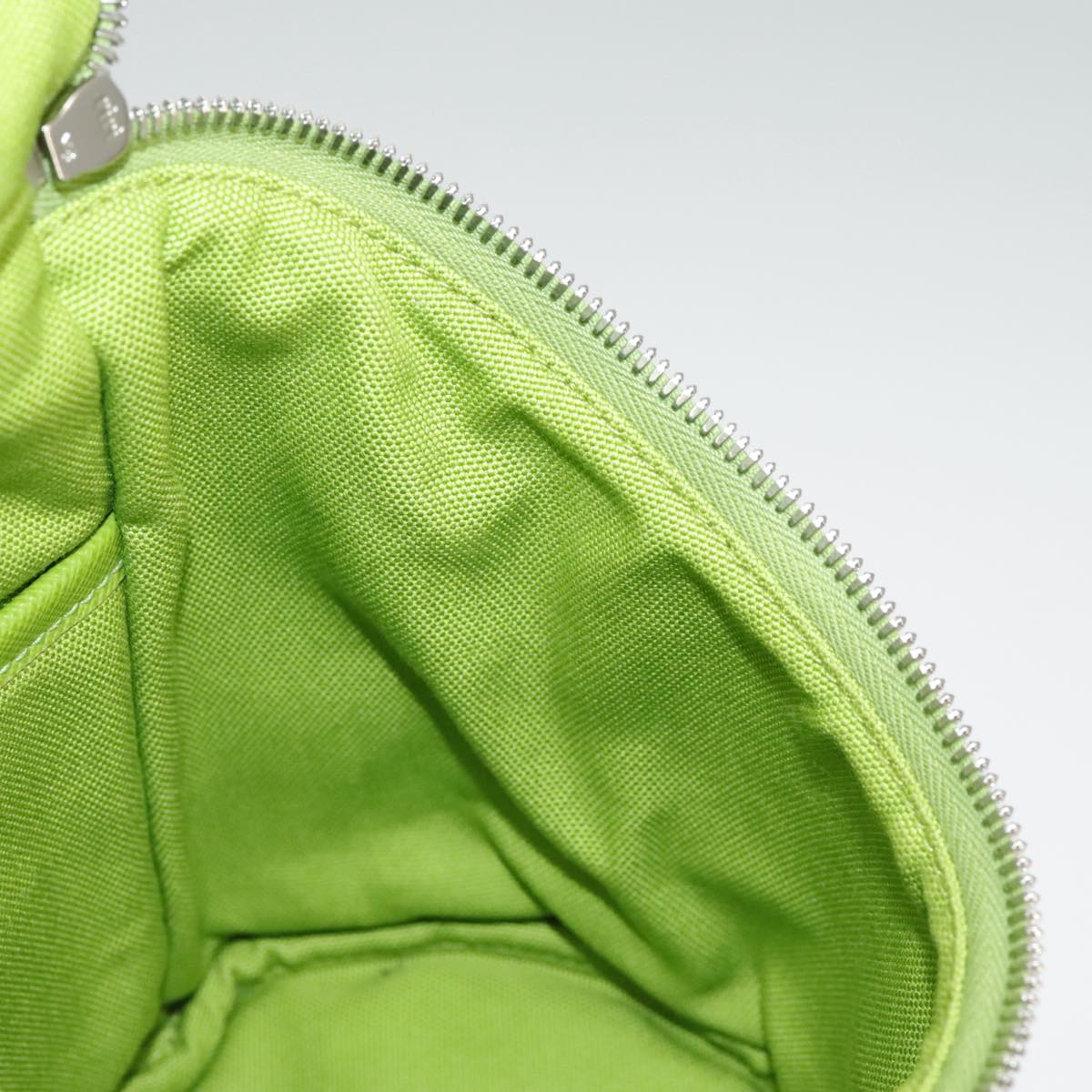 PRADA Shoulder Bag Canvas Silver Green Auth 102538AV