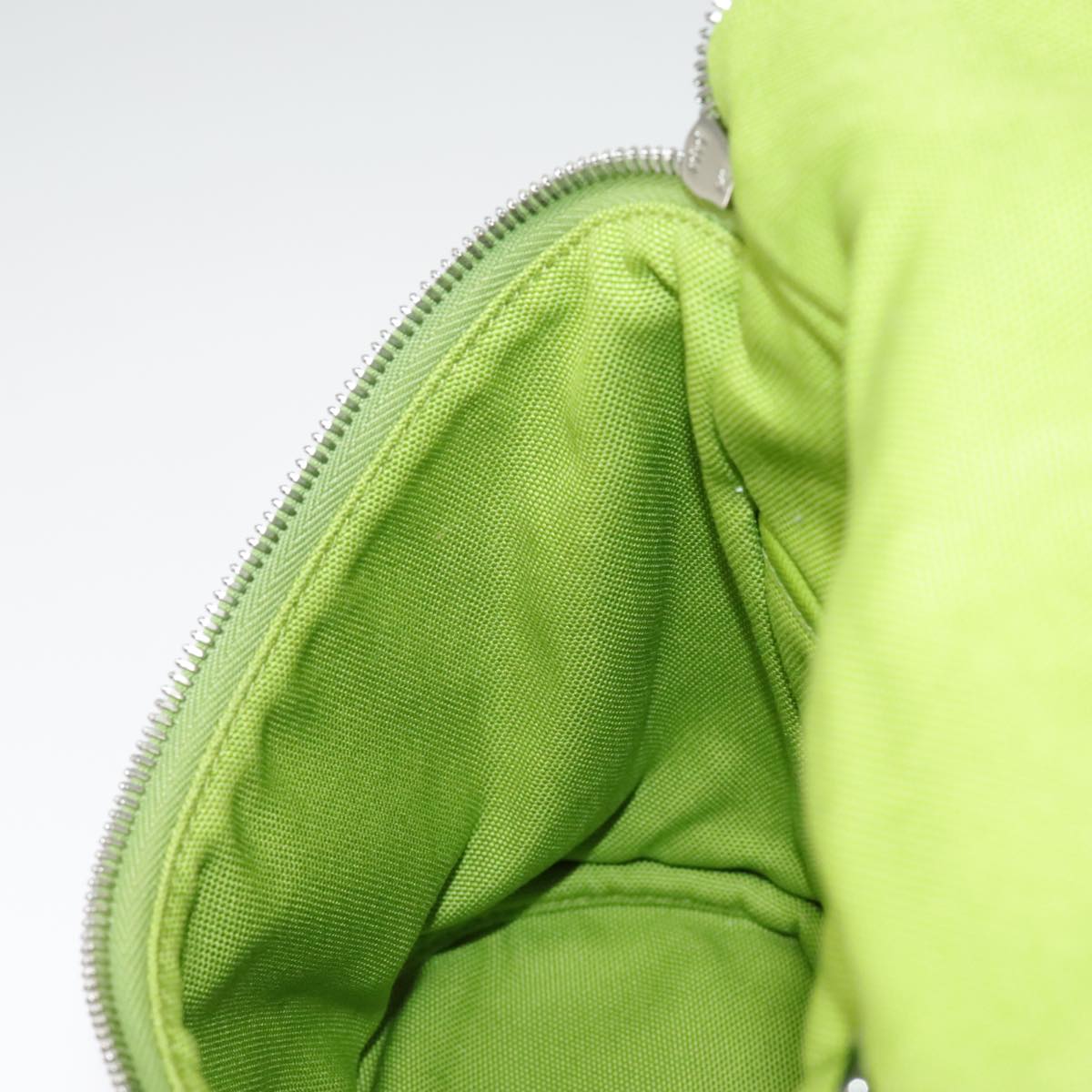 PRADA Shoulder Bag Canvas Silver Green Auth 102538AV