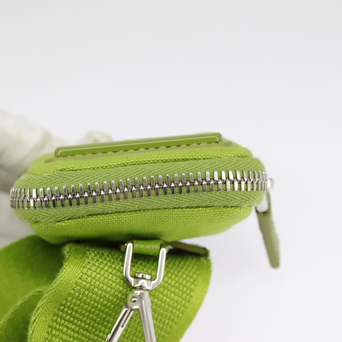 PRADA Shoulder Bag Canvas Silver Green Auth 102538AV