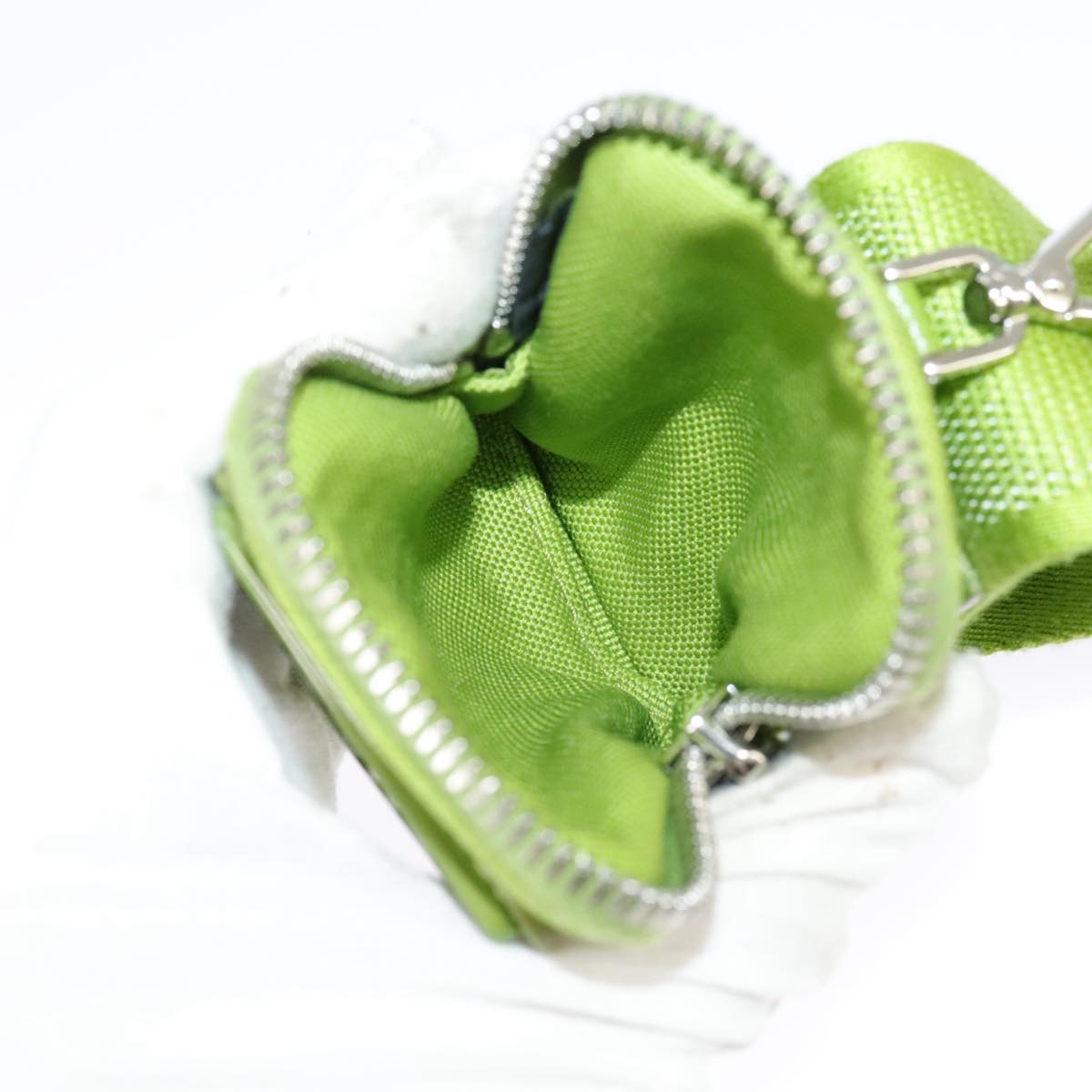 PRADA Shoulder Bag Canvas Silver Green Auth 102538AV