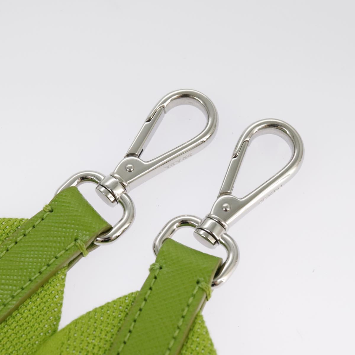 PRADA Shoulder Bag Canvas Silver Green Auth 102538AV