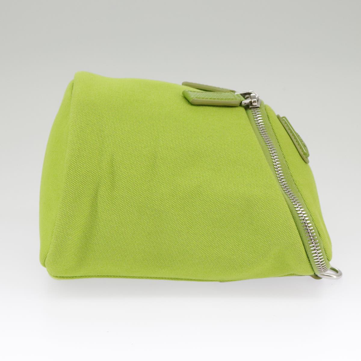 PRADA Shoulder Bag Canvas Silver Green Auth 102538AV