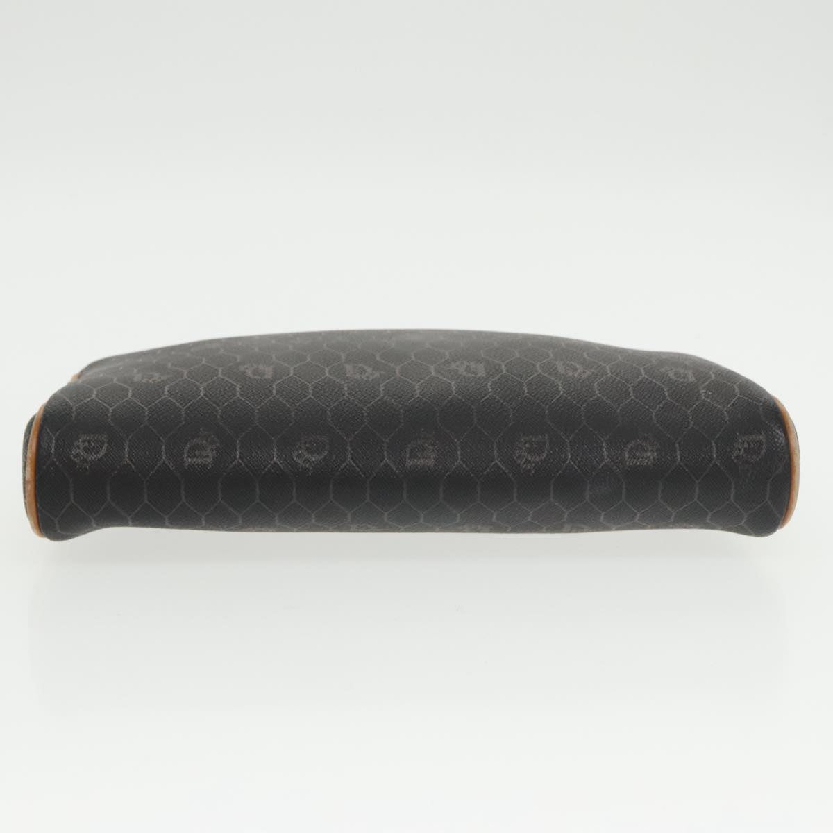 Christian Dior Honeycomb Canvas Clutch Bag PVC Black Brown Gold Auth 102545