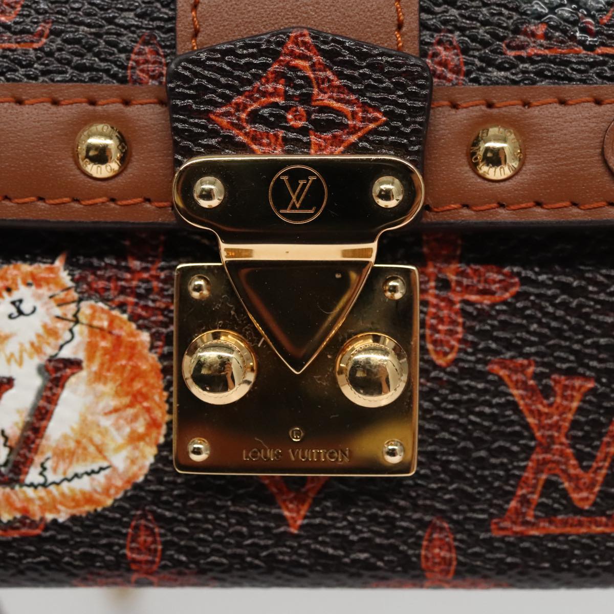 LOUIS VUITTON Monogram Catgram Essential Trunk Pouch M63892 LV Auth 102575S
