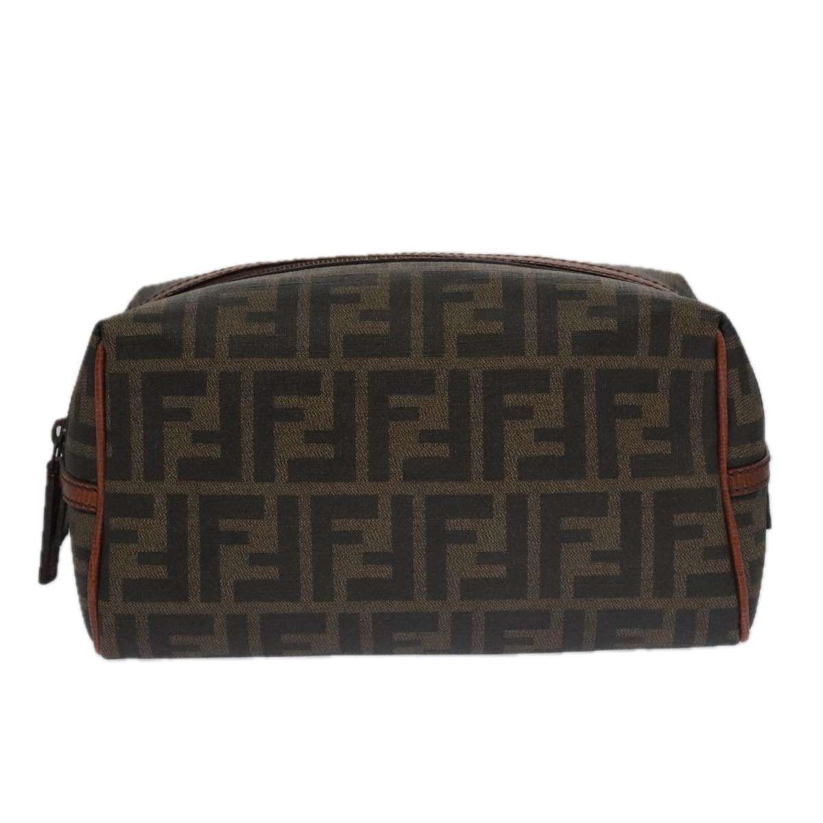 FENDI Zucca Canvas Pouch Brown Black Auth 102629V