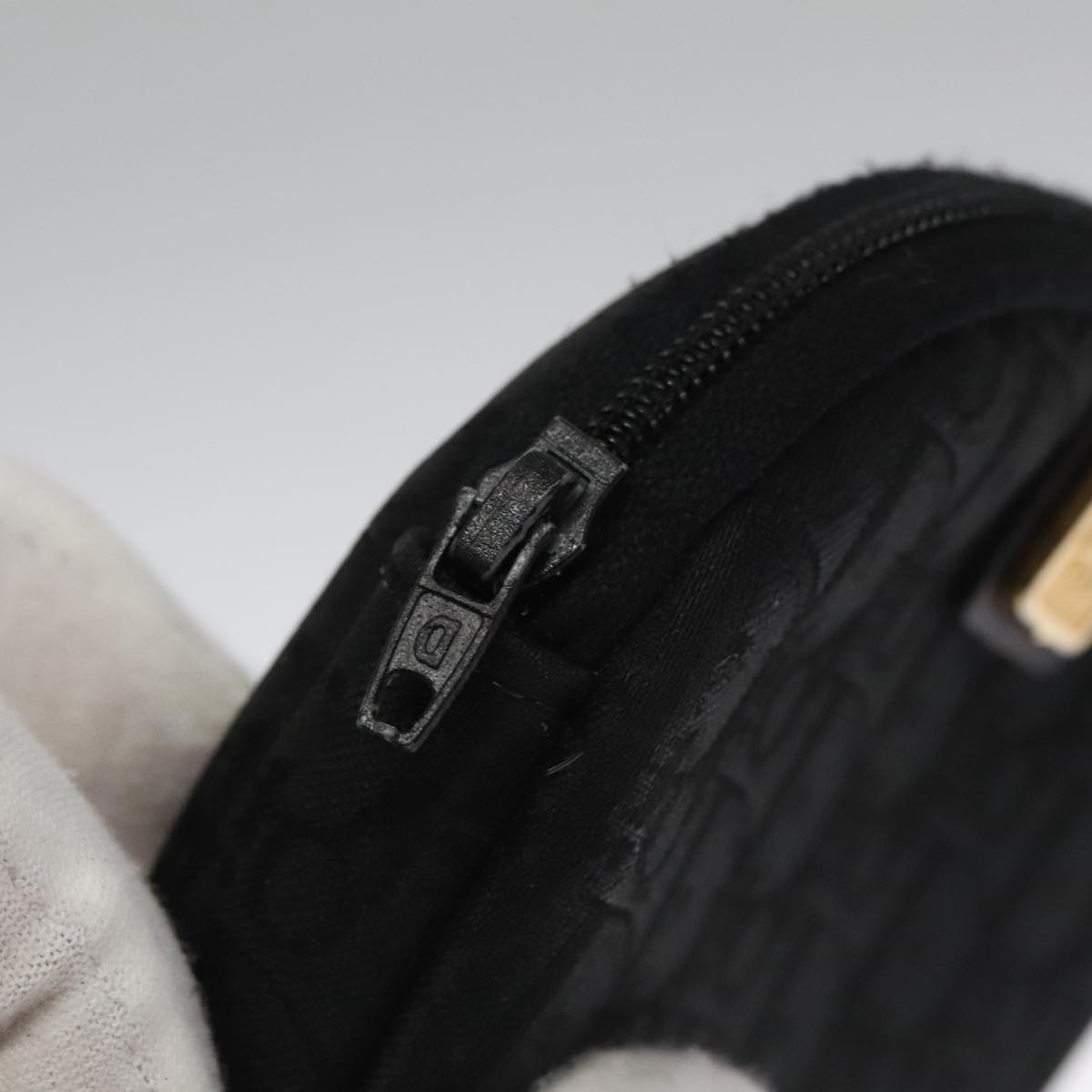 Christian Dior Trotter Canvas Coin Purse Black Auth 102725